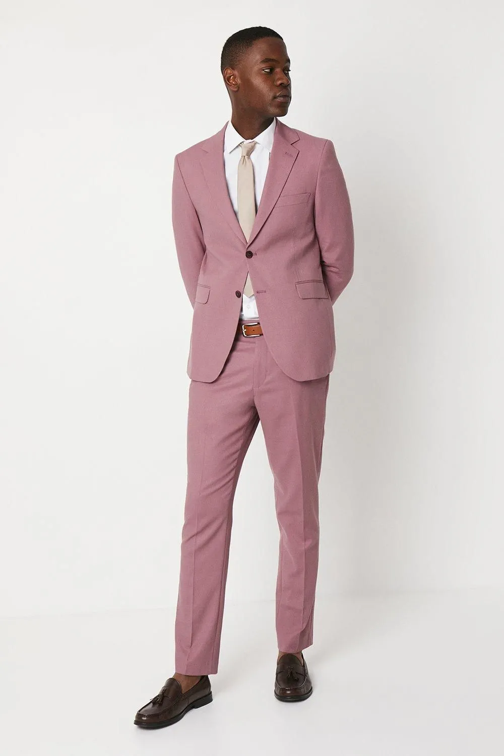 Textured Rose Slim Fit Suit Trouser