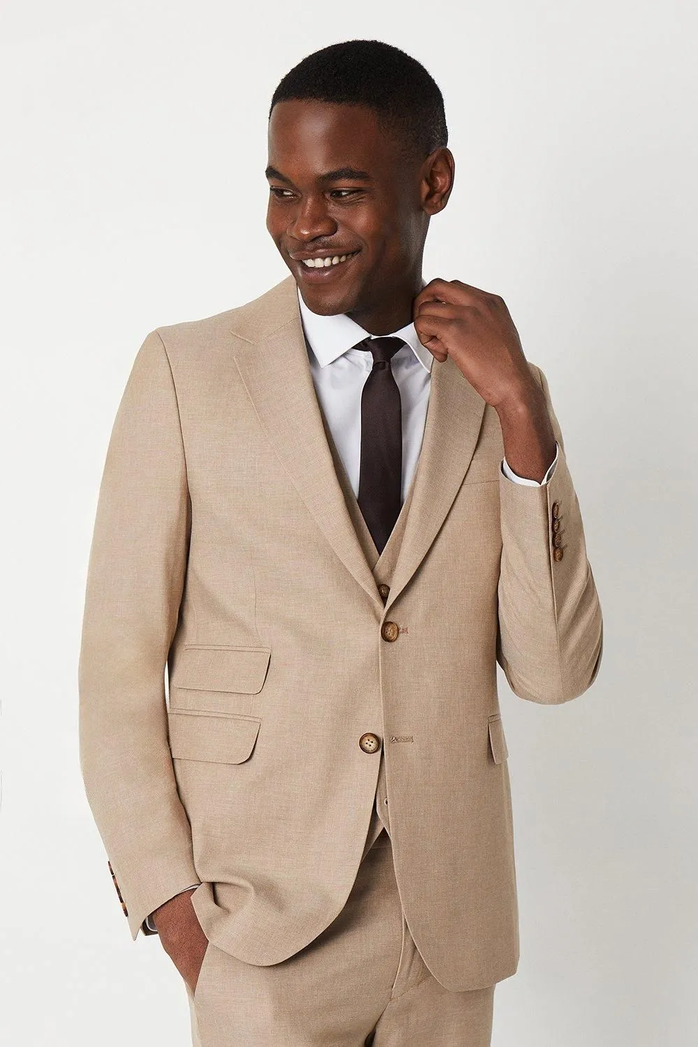 Slim Fit Neutral End On End Suit Jacket