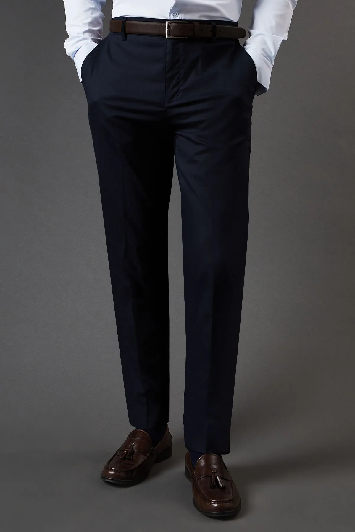 Navy Slim Fit Smart Trousers