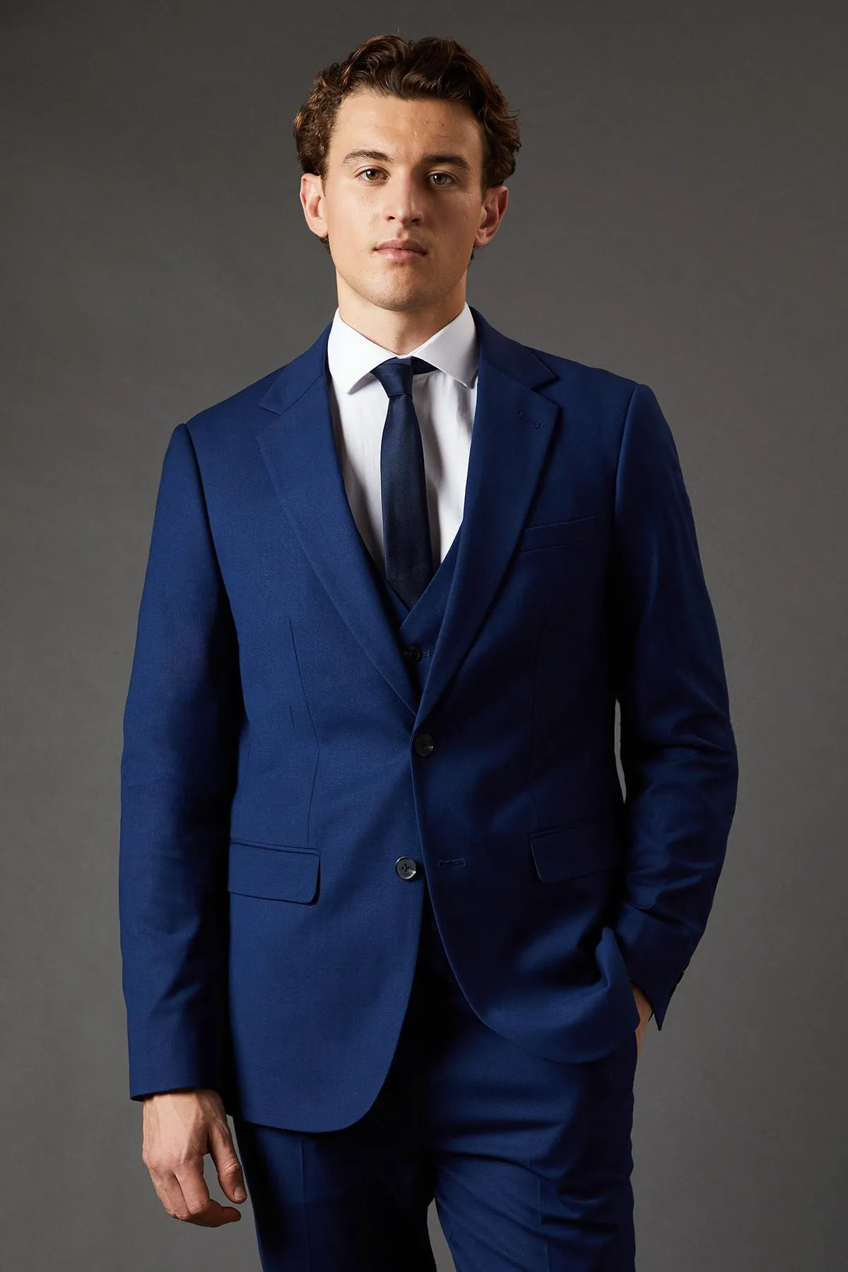 French Navy Slim Fit Essential Suit Jacket