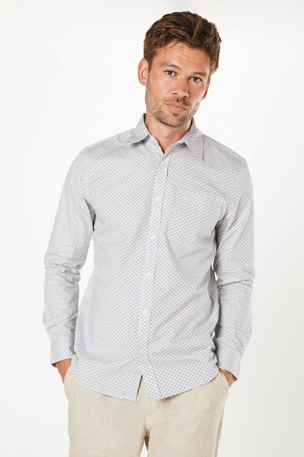 Decire Geo Print Long Sleeve Shirt