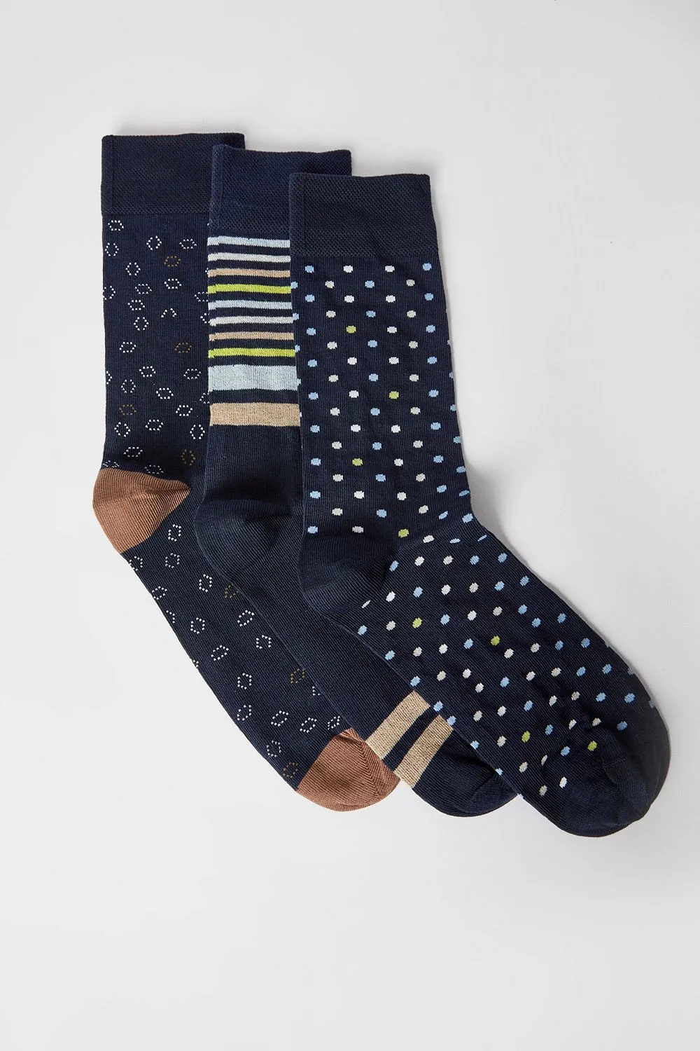 Navy 3 Pack Mixed Smart Socks