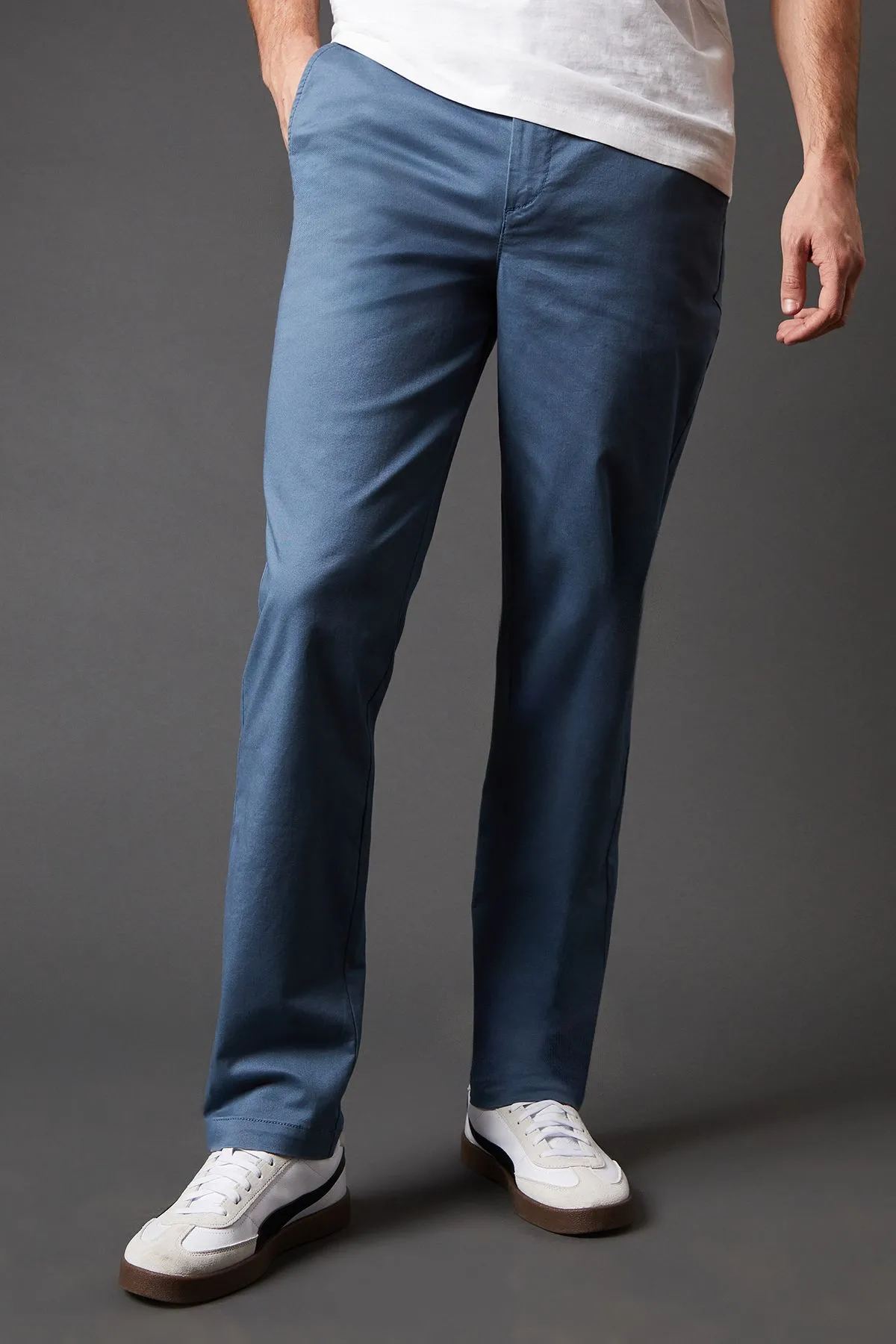Mid Blue Slim Fit Chino Trousers