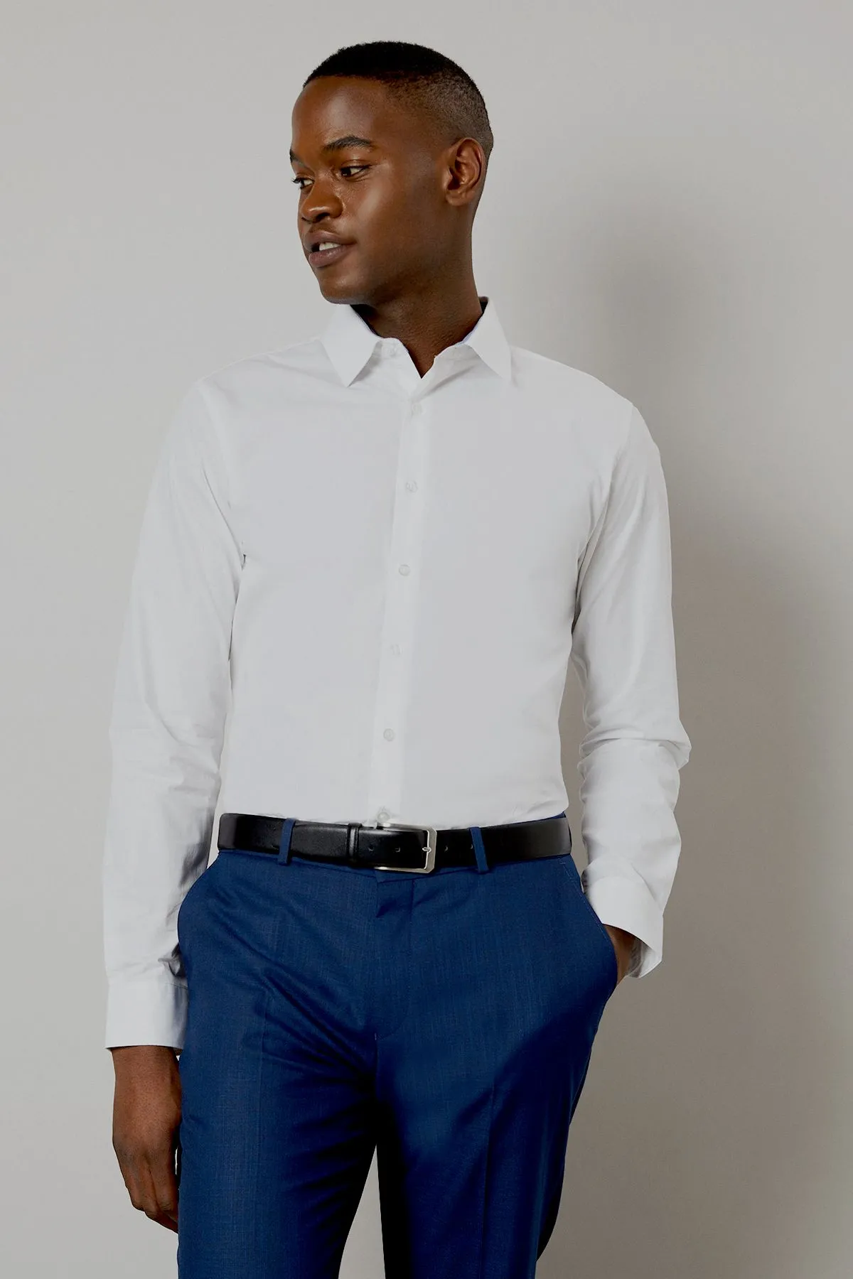 White Premium Cotton Tailored Fit Long Sleeve Shirt