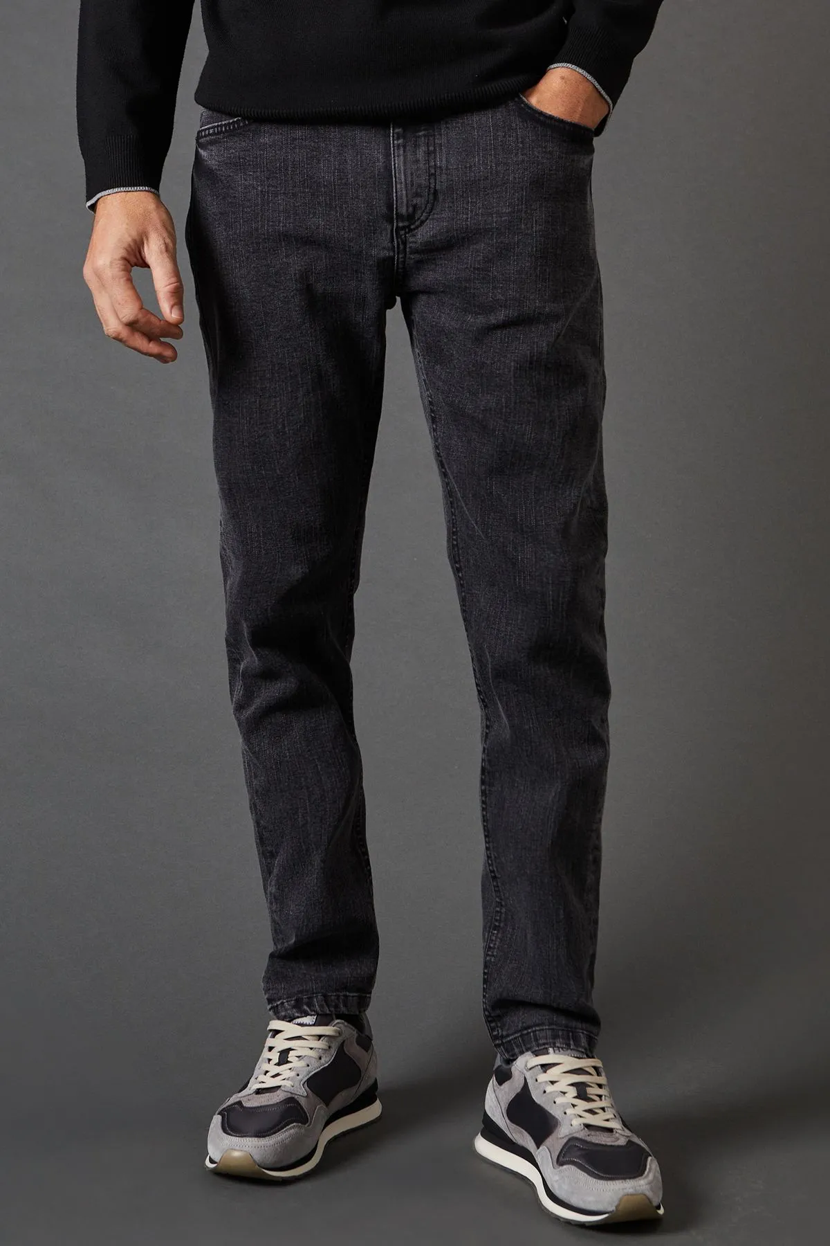 Washed Black Stretch Slim Fit Jeans