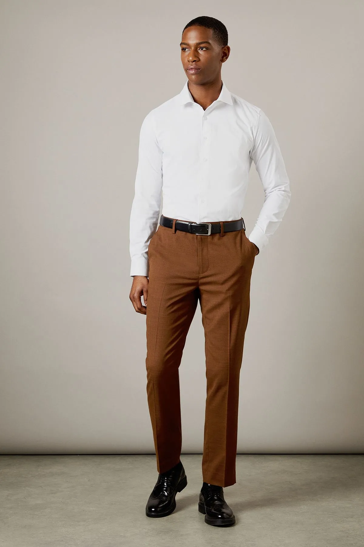 Copper Twill Slim Fit Suit Trousers