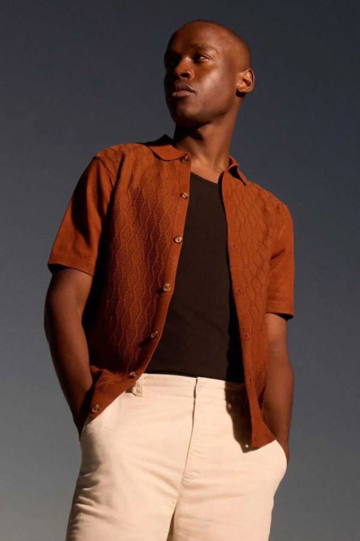 Rust Diamond Knitted Shirt
