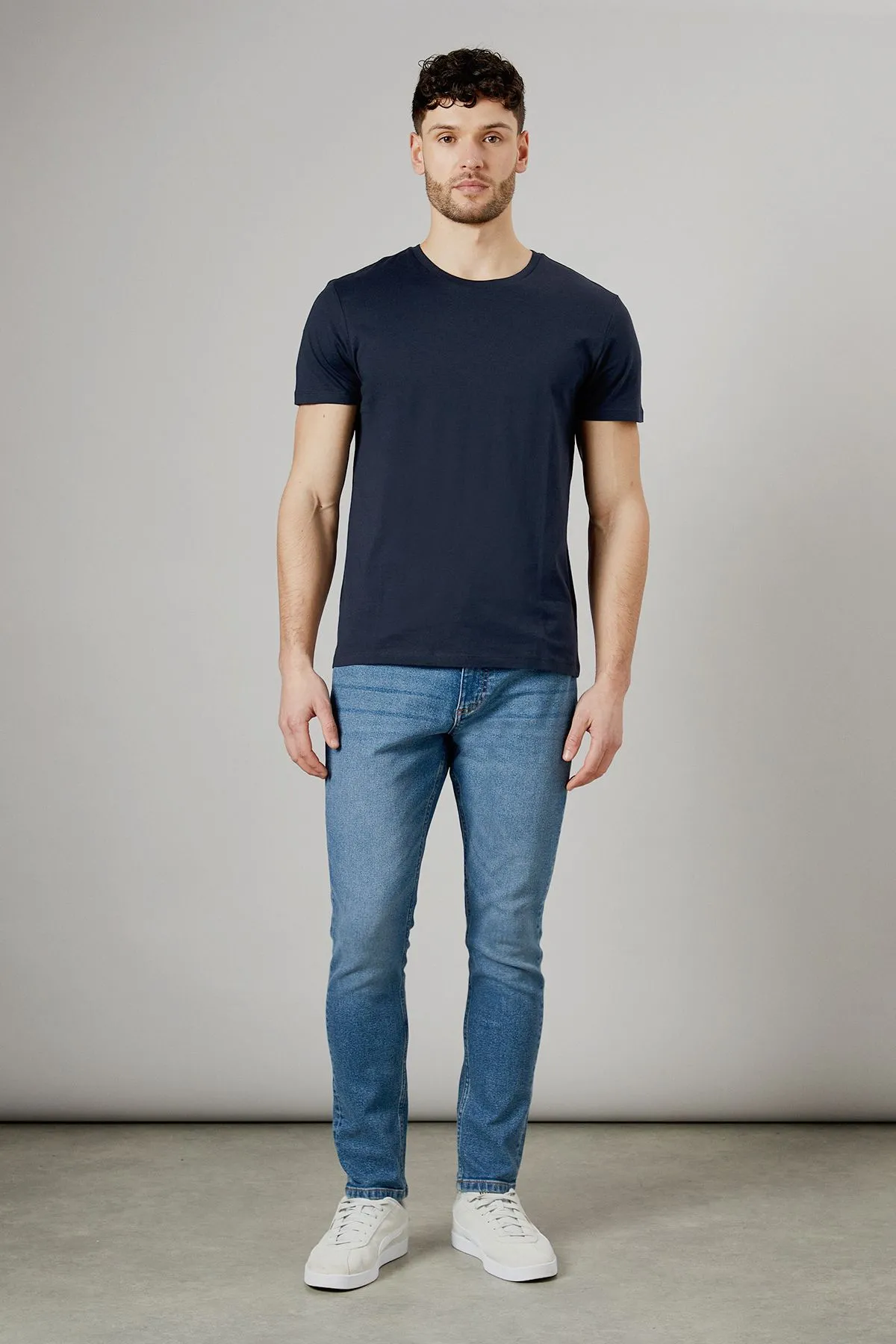 Stone Wash Stretch Slim Fit Jeans