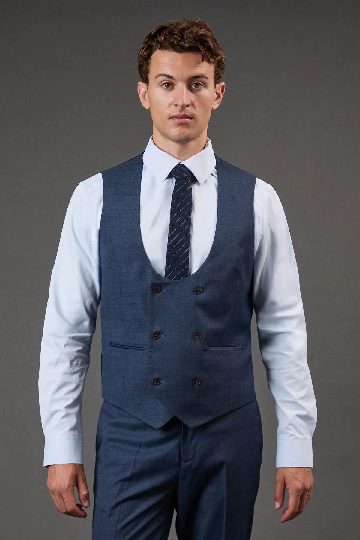 Dark Blue Brushed Waistcoat