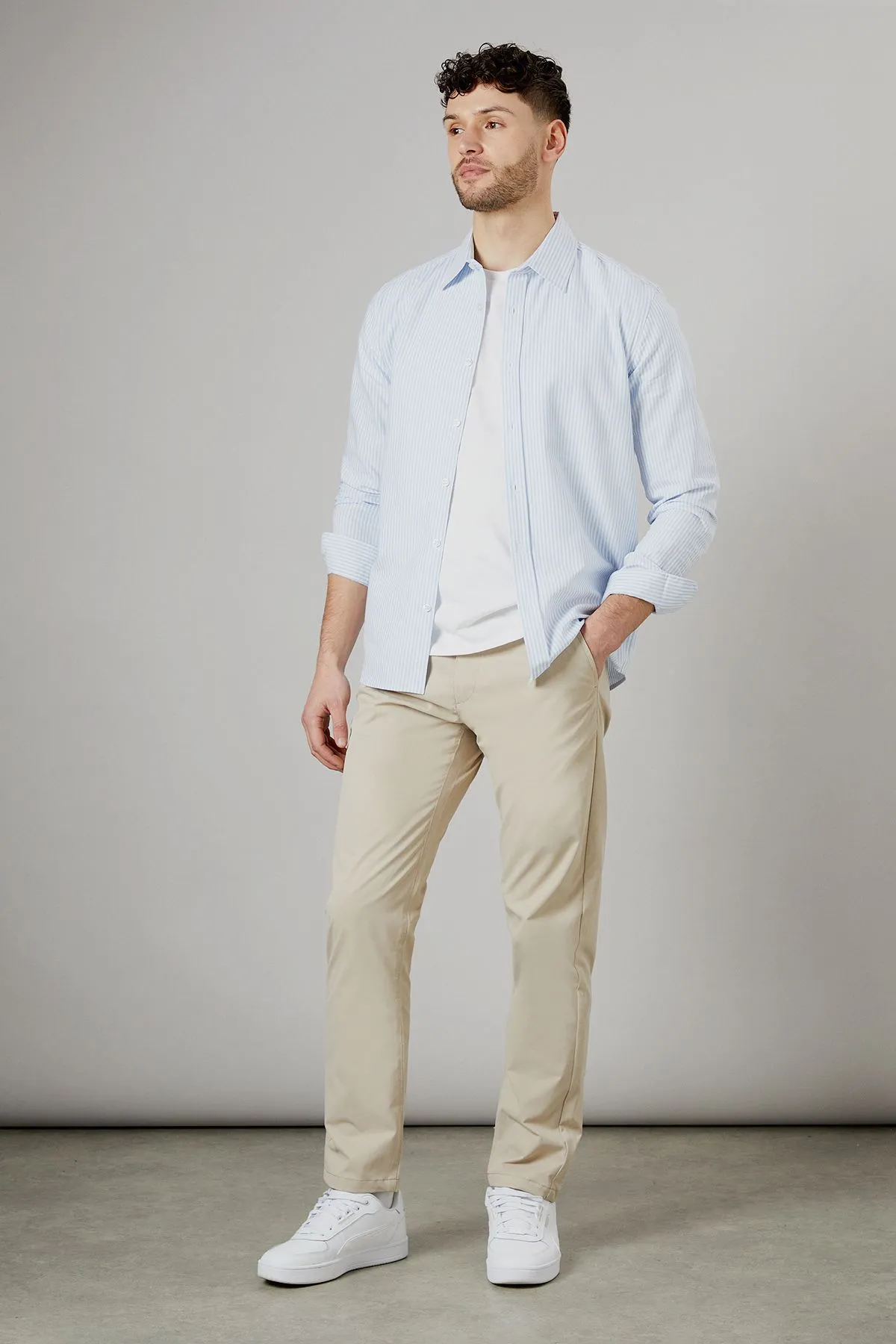 Off White Half Elasticated Waist Slim Fit Chinos