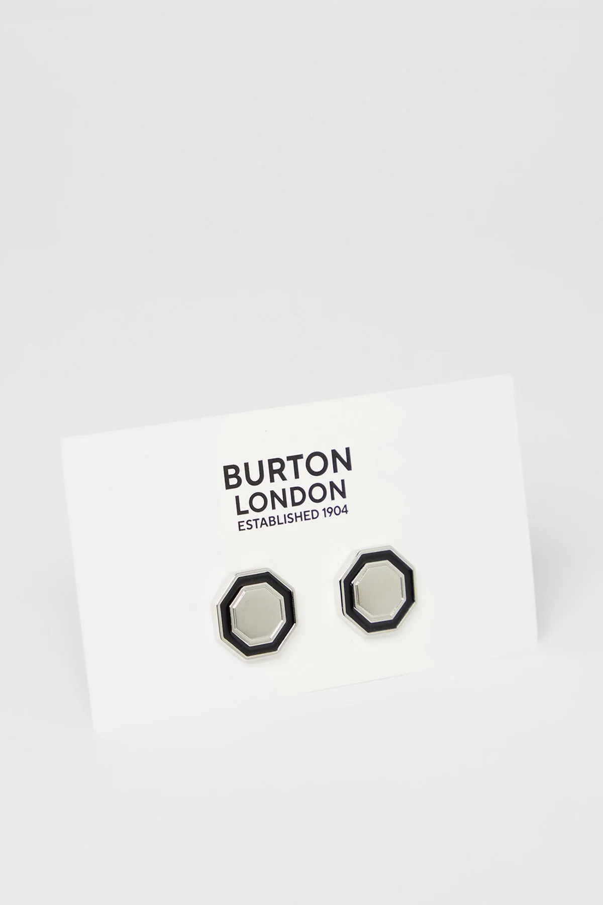 Silver And Black Hexagon Cufflinks