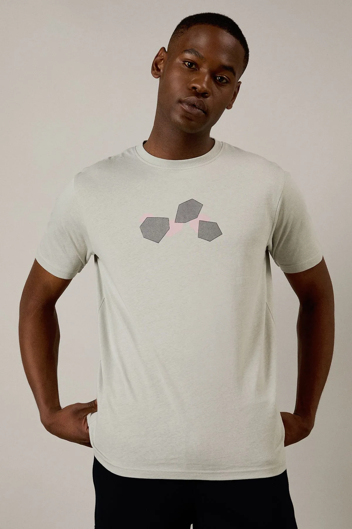 Light Grey Abstract Shape Print T-shirt