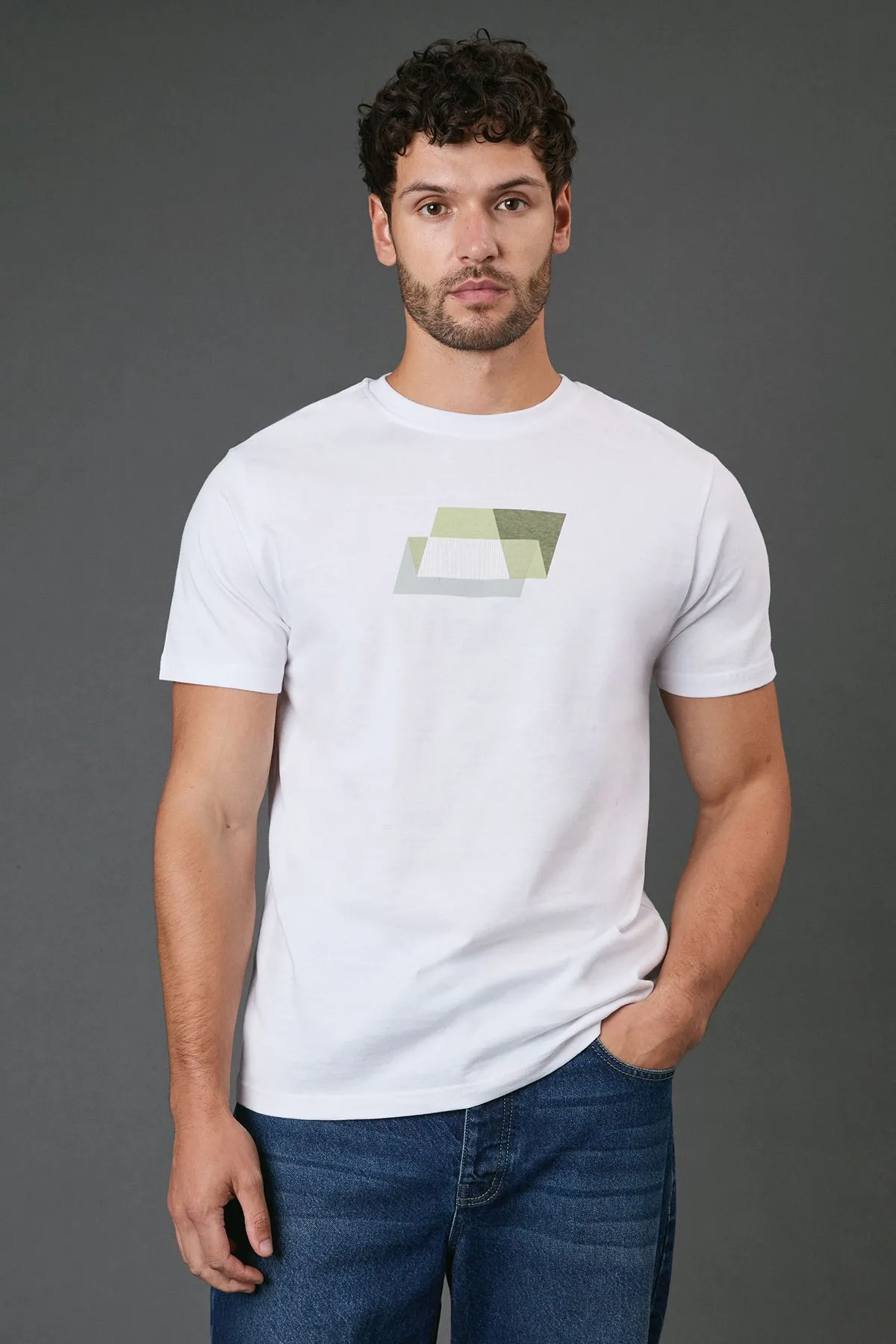 White Shapes Print T-shirt