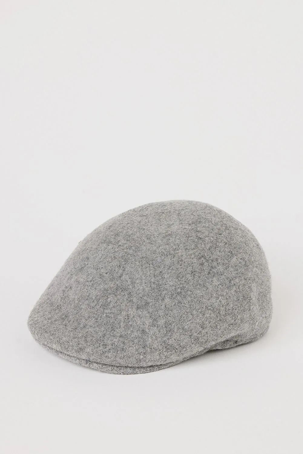 Light Grey Pure Wool Brushed Flat Cap