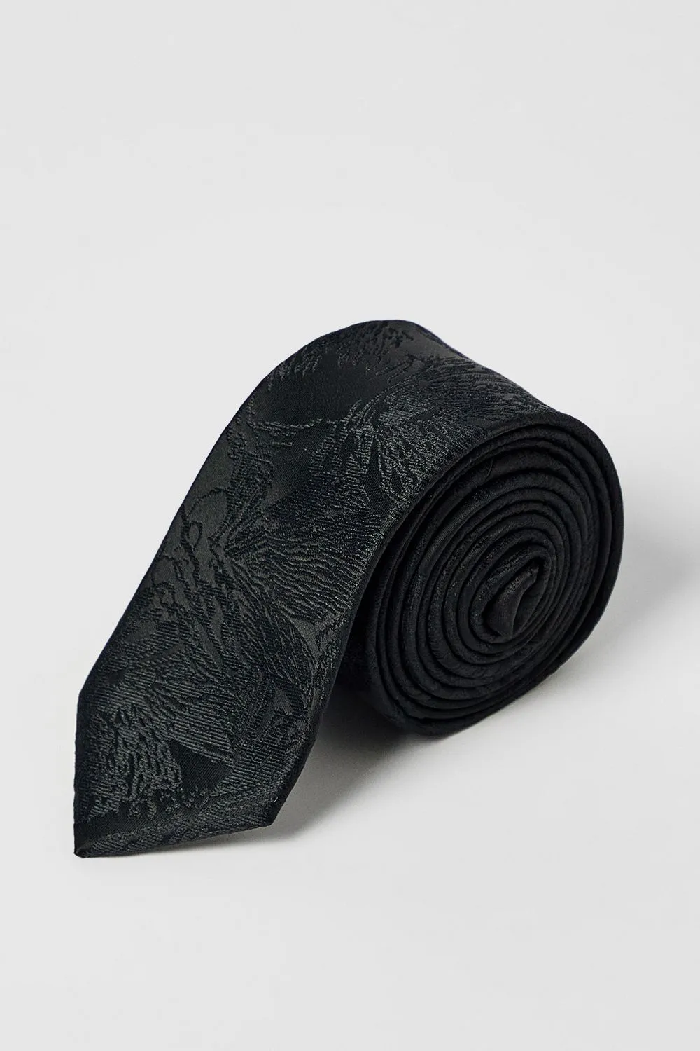 Black Floral Textured Tie