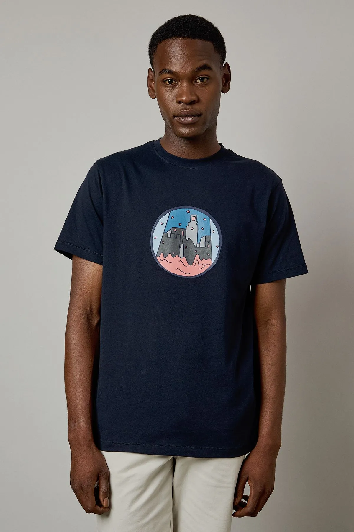 Navy Sunset Logo Print T-Shirt