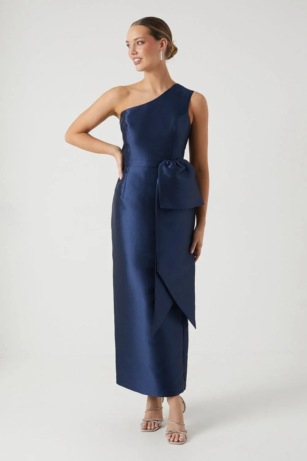 Statement Bow One Shoulder Bridesmaid Dress