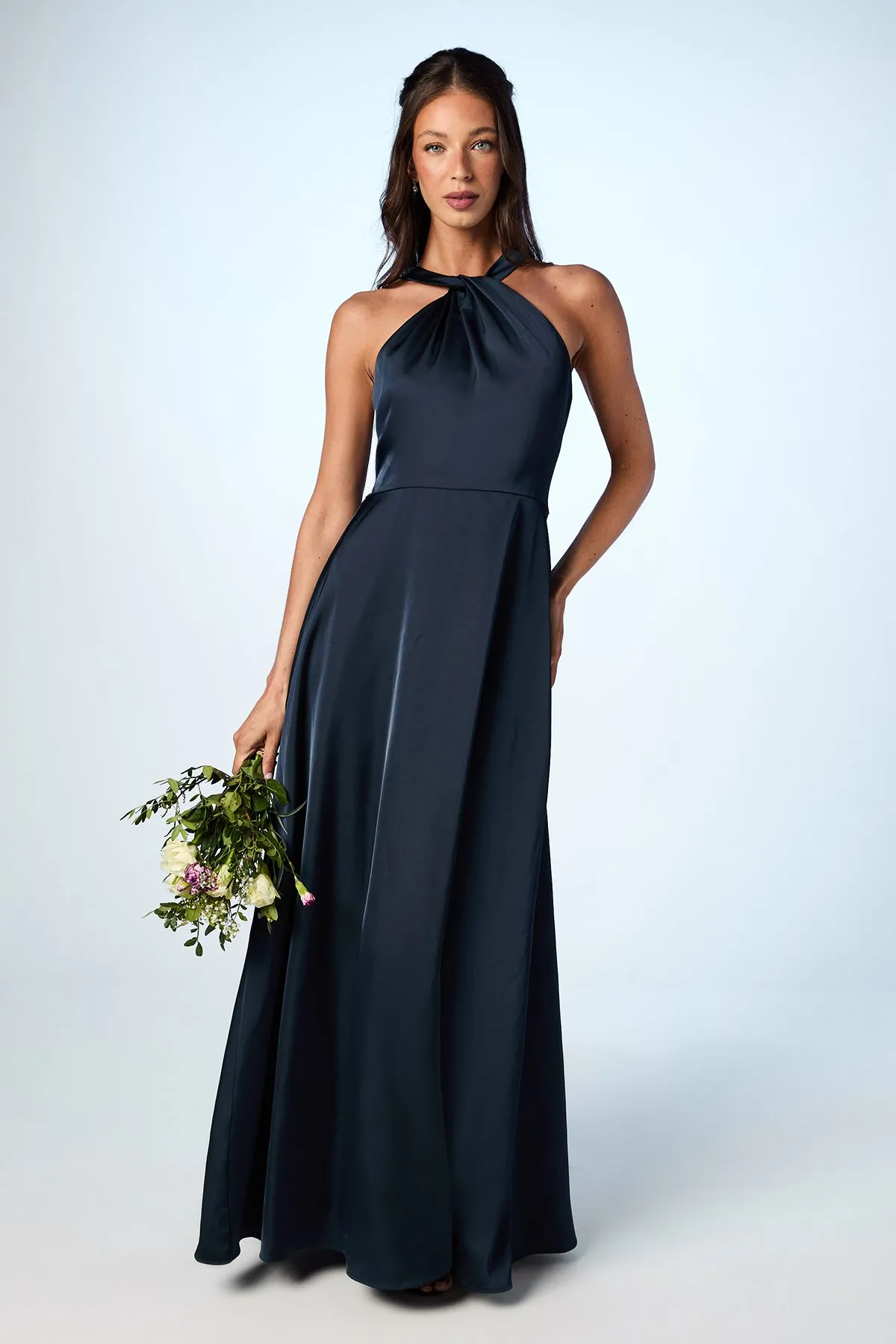 Coast Honoured Twist Halterneck Satin Maxi Bridesmaid Dress
