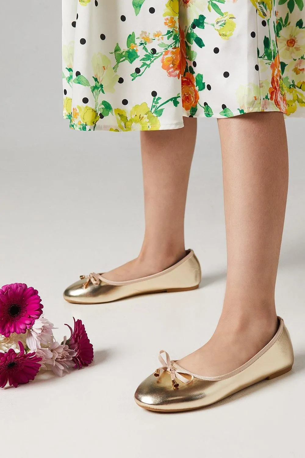 Flower Girl Ariel Bow Detail Ballet Pumps