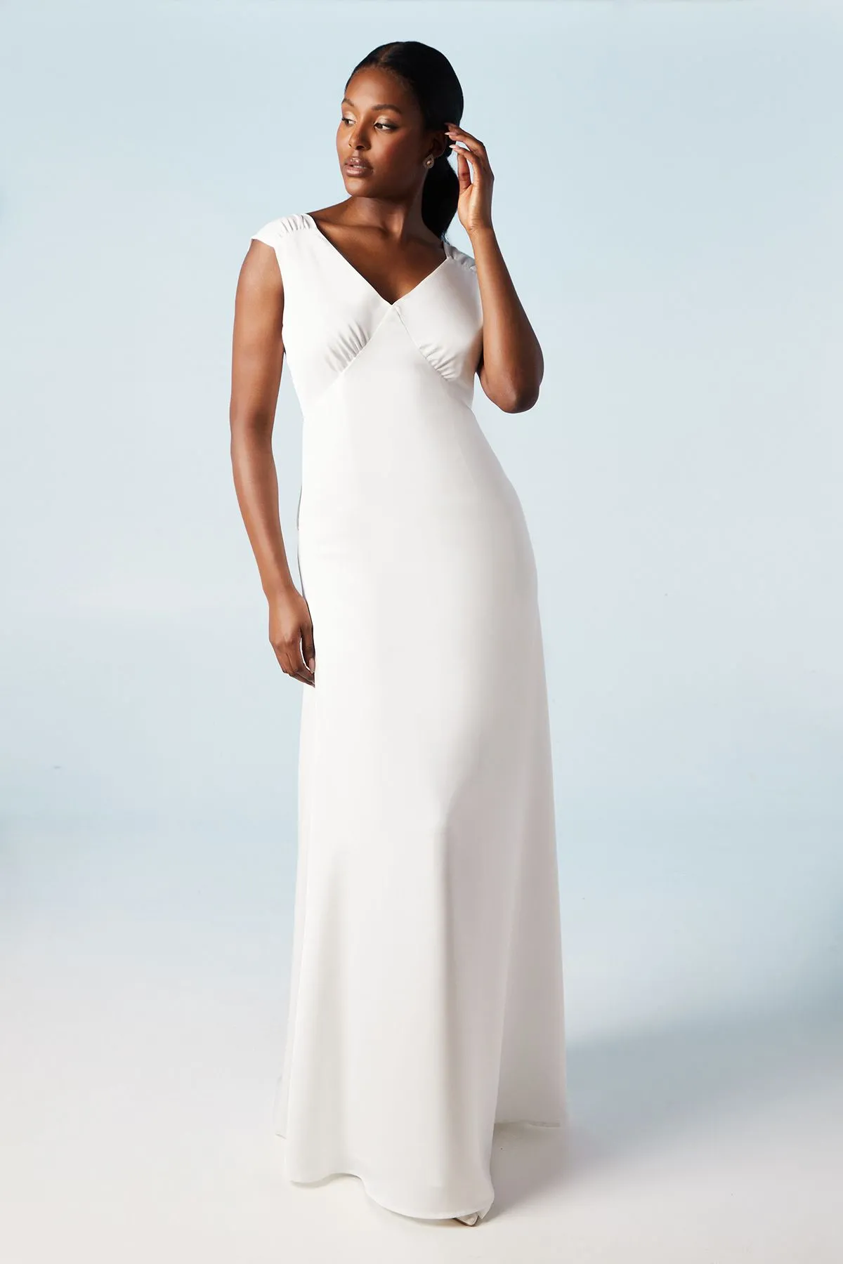 Structured Bow Back Detail Cape Wedding Dress