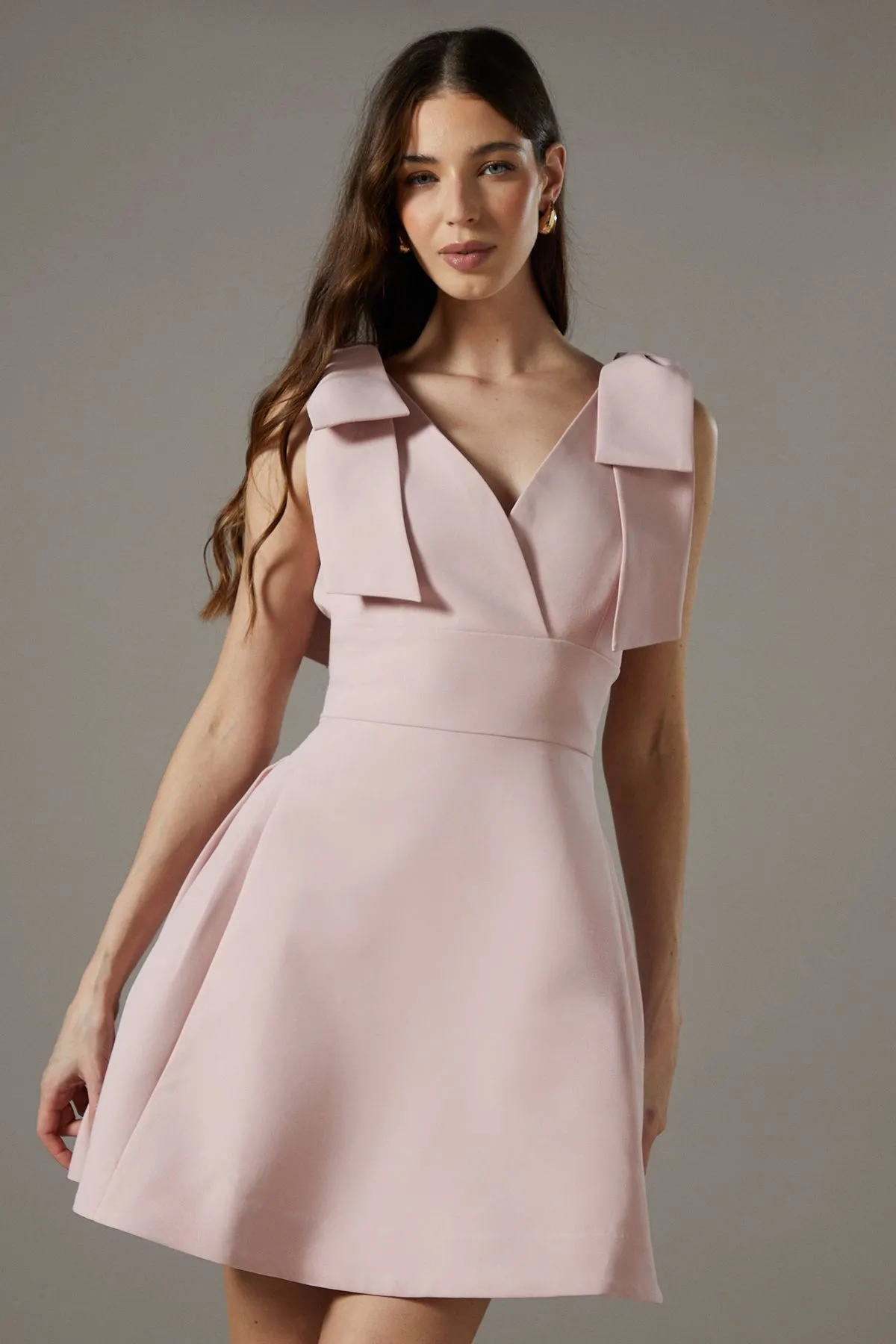 Skater Mini Dress With Bow Straps