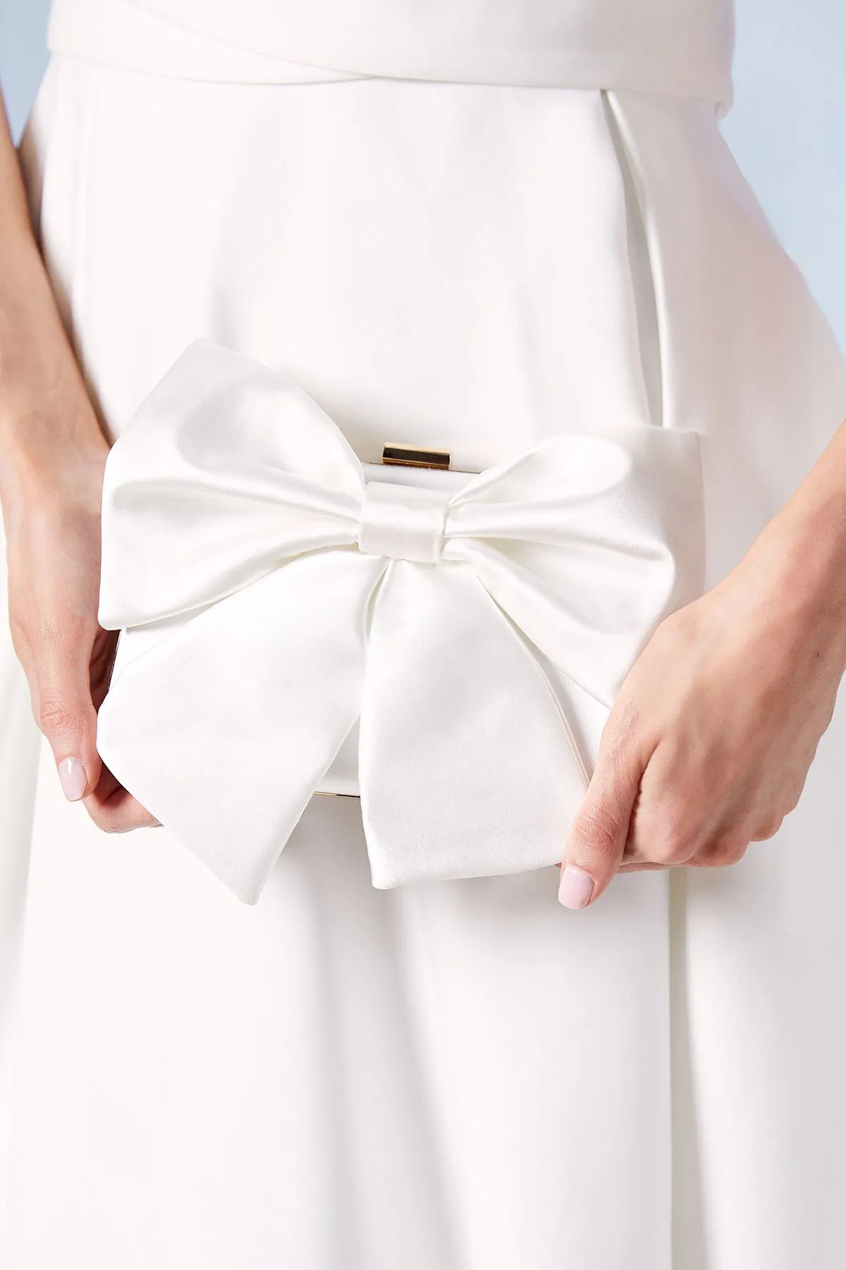 Bridal Azalea Satin Bow Detail Clutch Bags