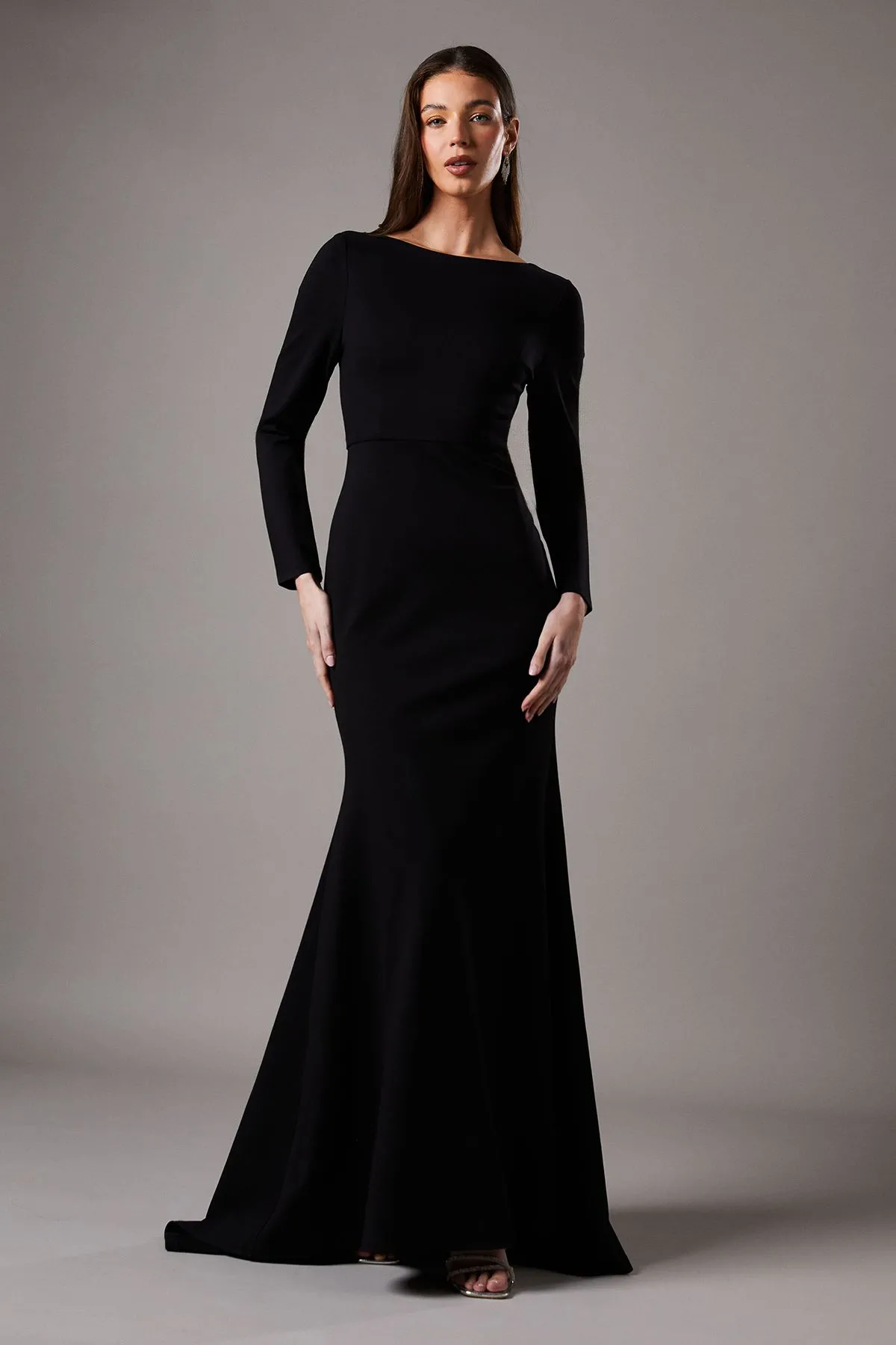 Slash Neck Black Maxi Dress