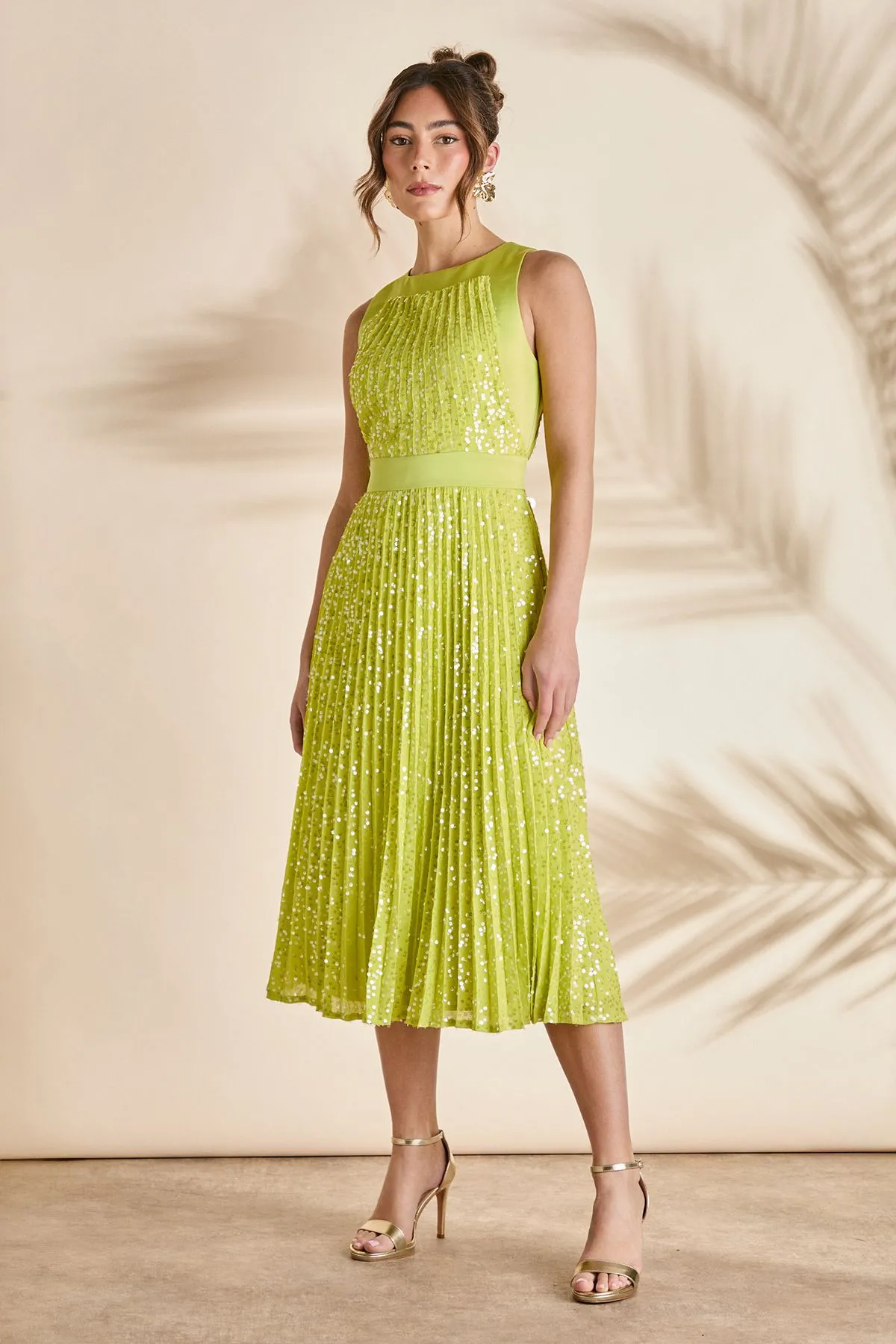 Sequin Pleated Midi Dress