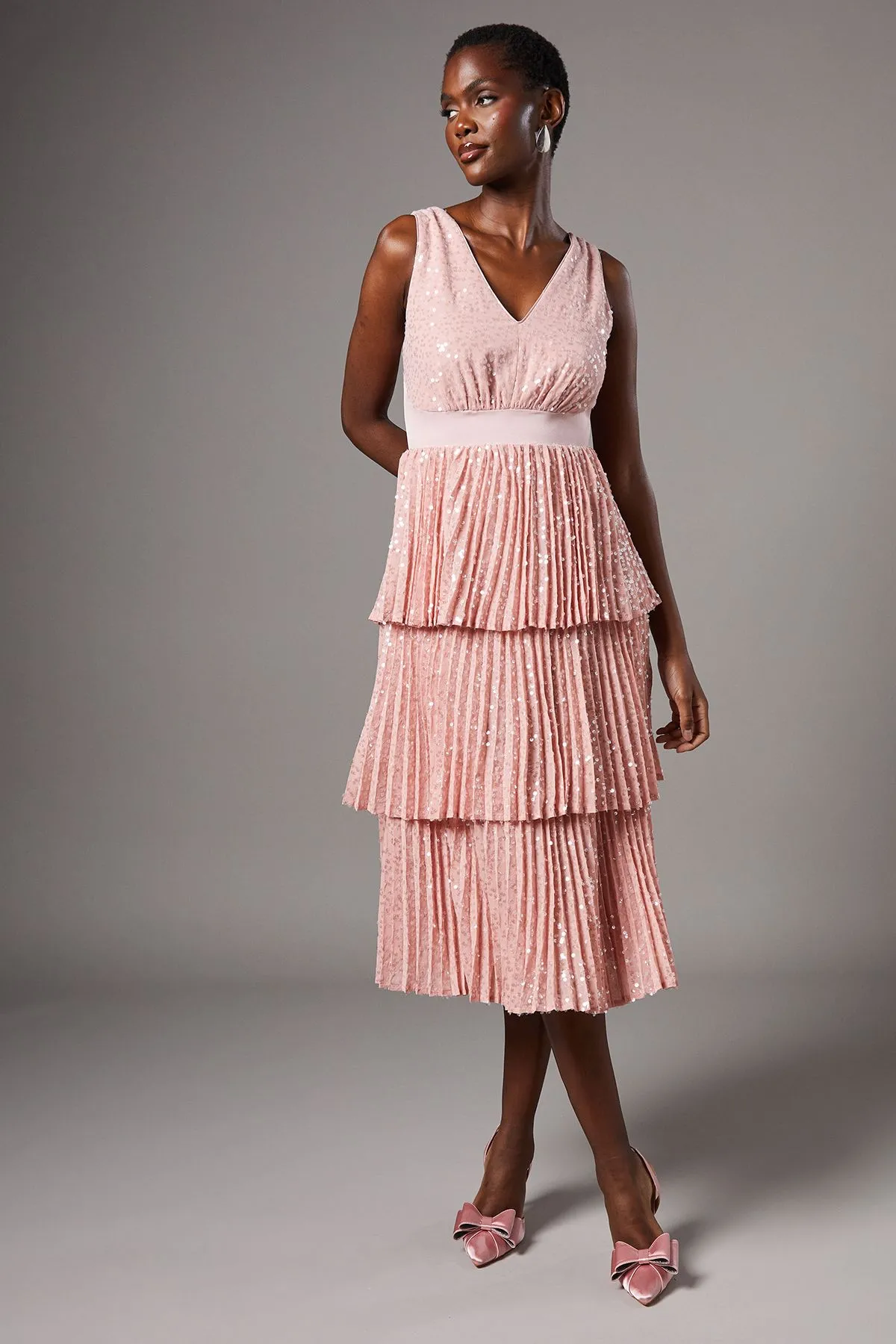 Sequin Tiered Midi Dress