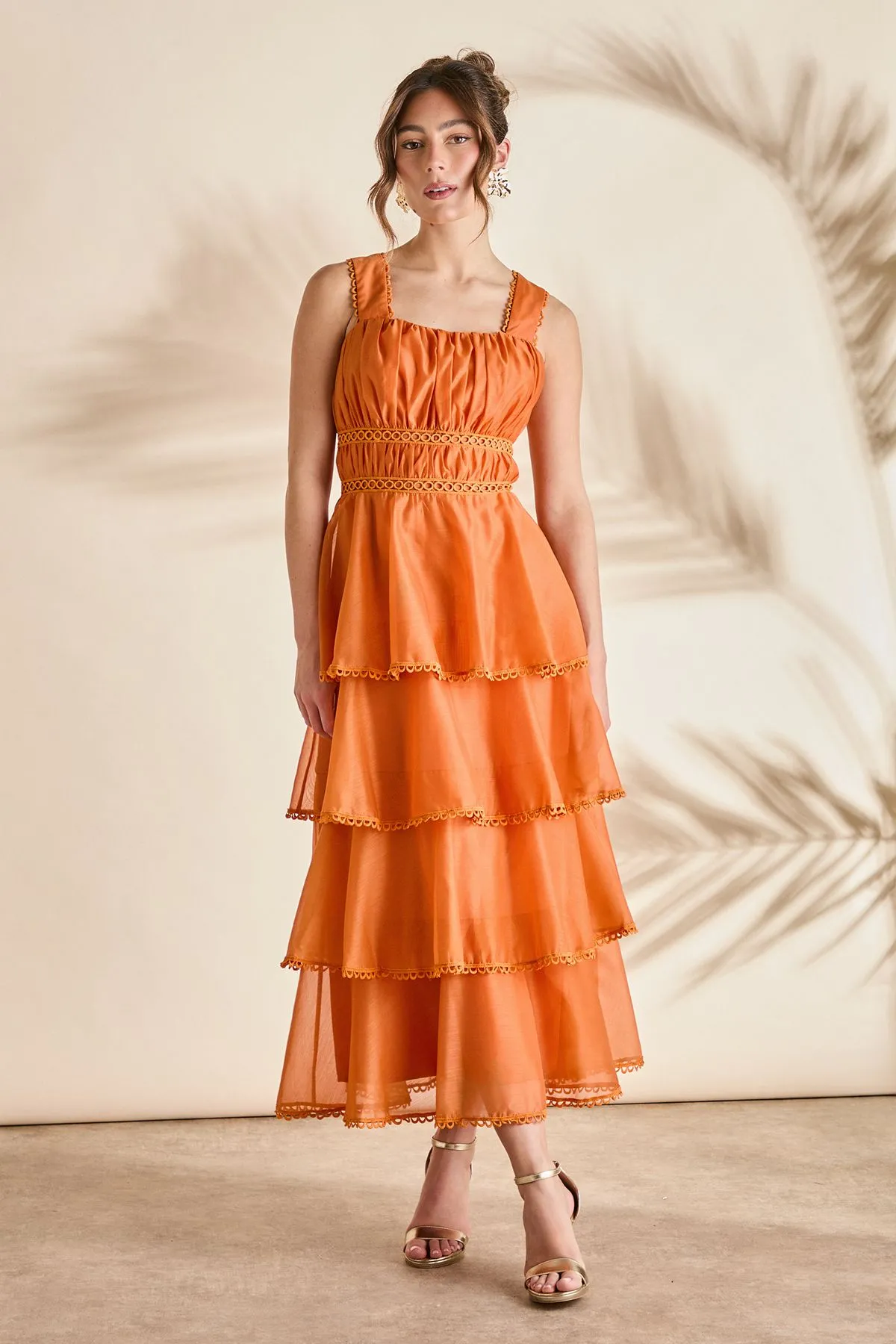 Tiered Organza Strappy Dress