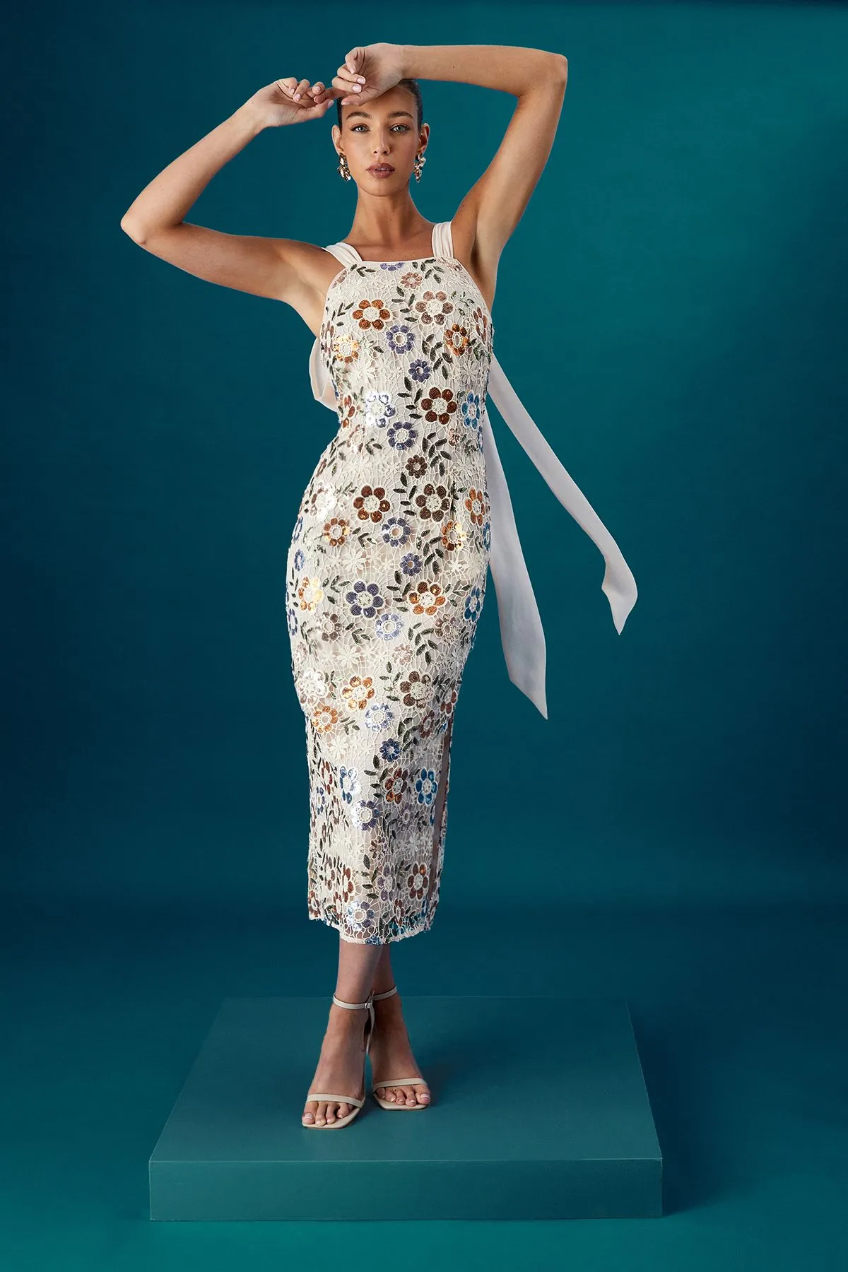 Coast Muse Floral Embellished Midi Dress