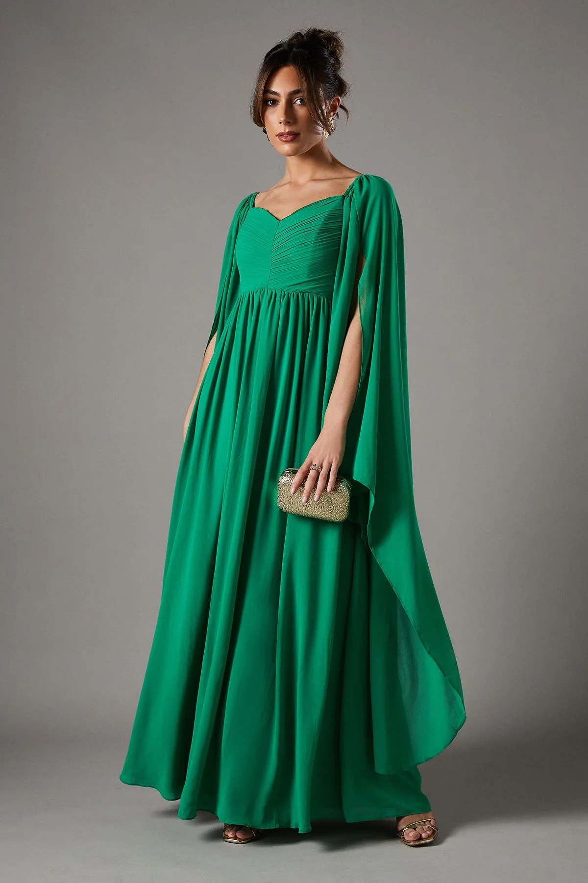 Bardot Maxi Dress With Cape