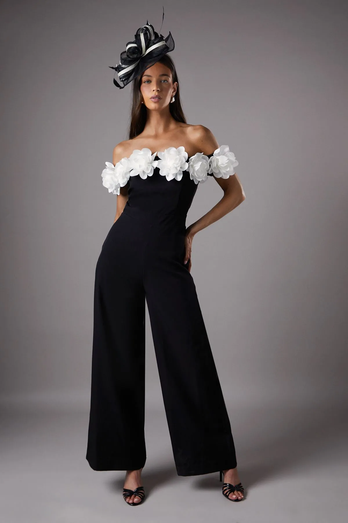 3D Flower Bardot Jumpsuit