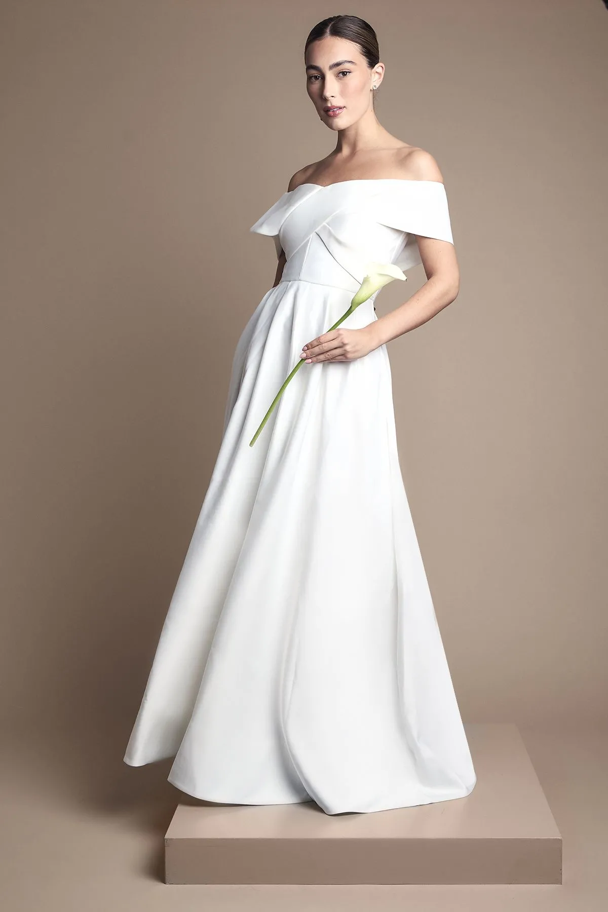 Bardot Origami Satin Wedding Dress