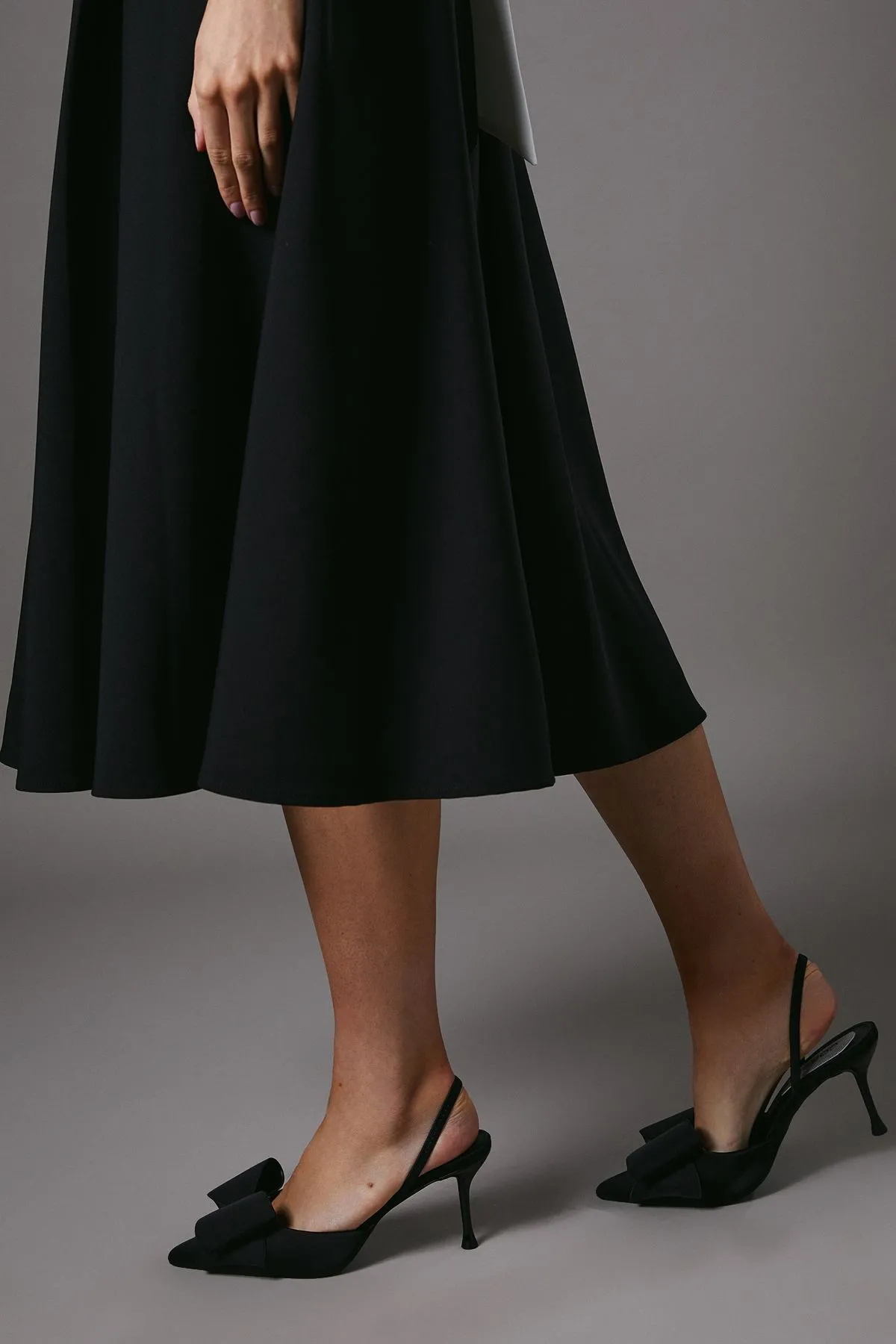 Lola Satin Bow Detail Medium Stiletto Heel Sling Back Court Shoes