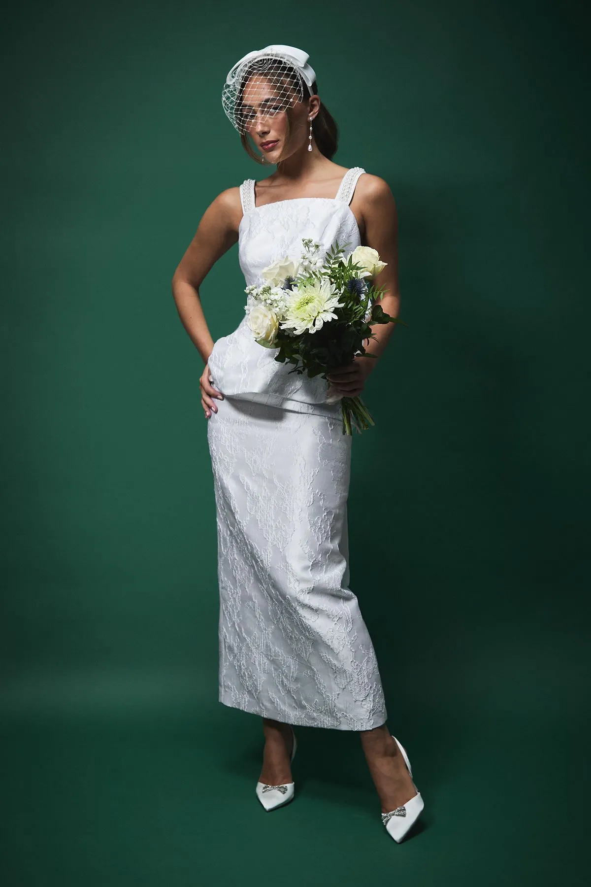 Lisa Tan Jaquard Pencil Skirt