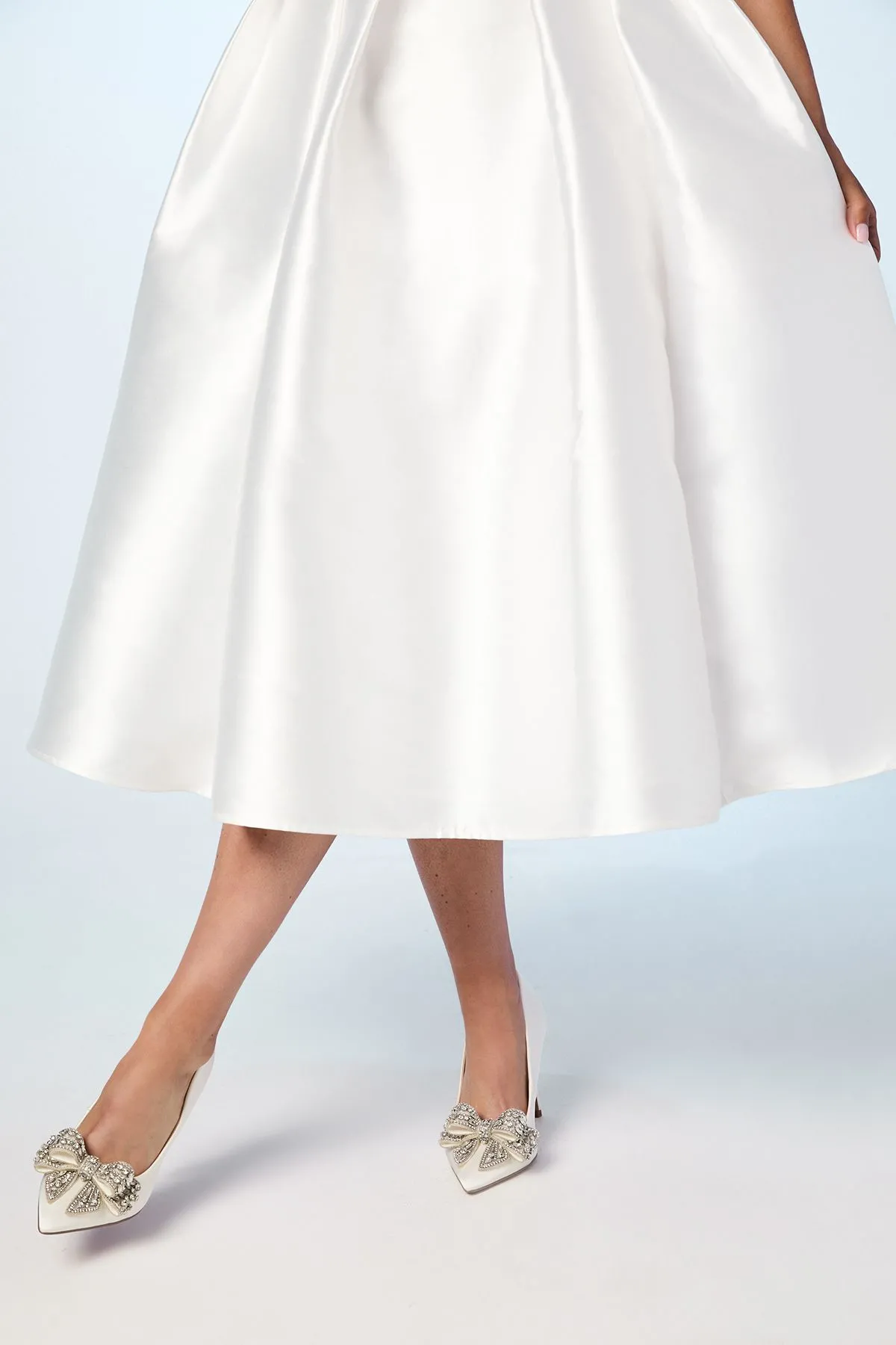 Bridal Wide Fit Tania Satin Embellished Bow High Heel Stiletto Court Shoes