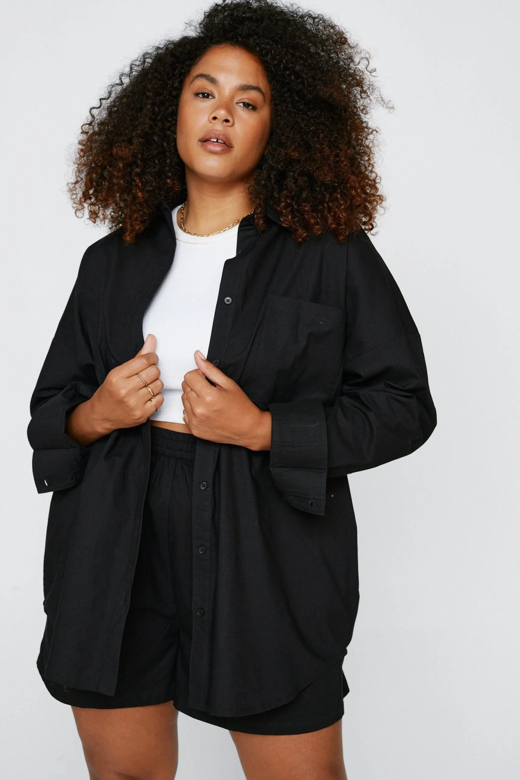 Plus Size Oversized Poplin Shirt