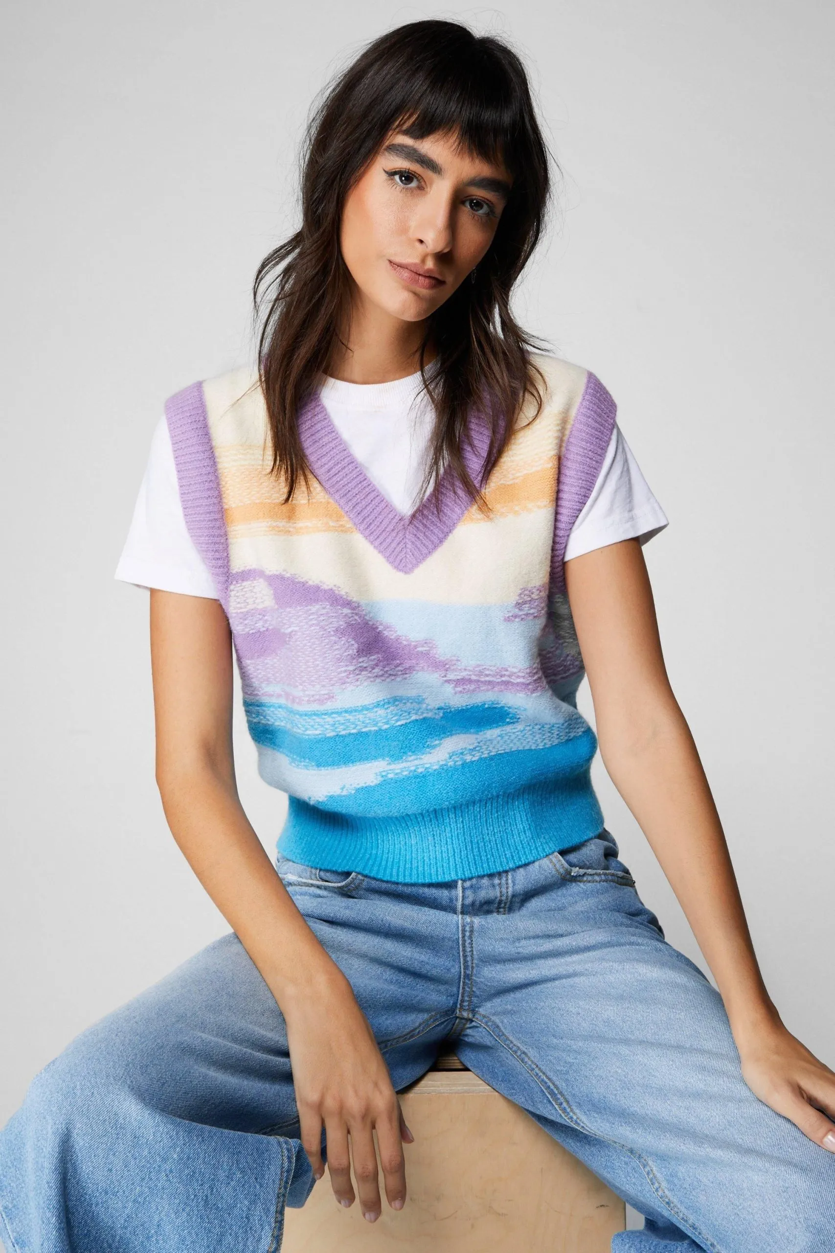 Jacquard Printed Knitted Vest