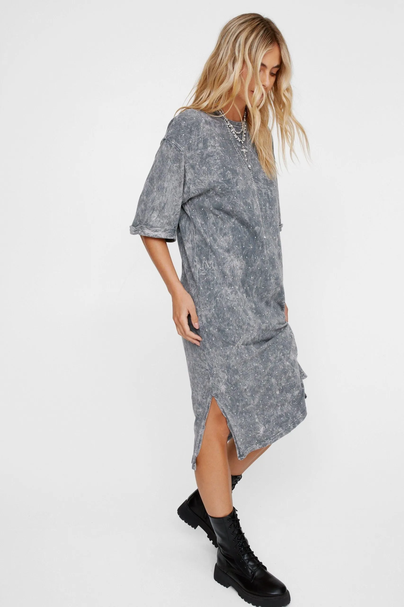 Acid Wash T-Shirt Maxi Dress
