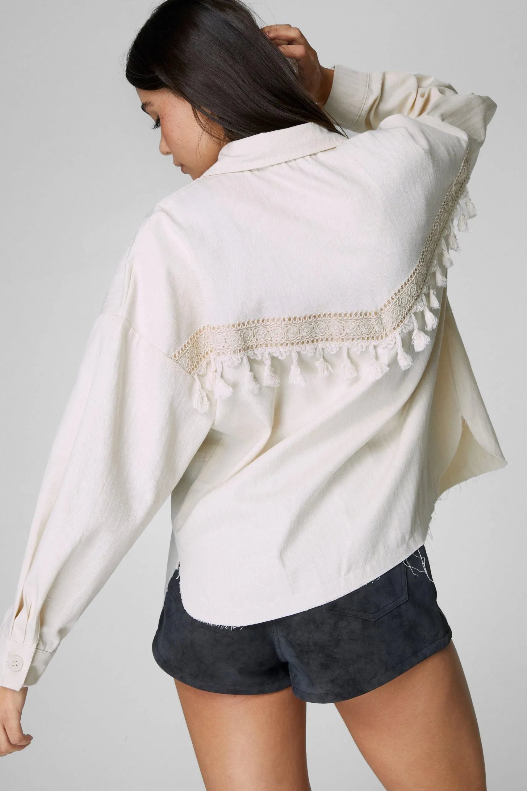 Tassel Detail Cotton Shirt