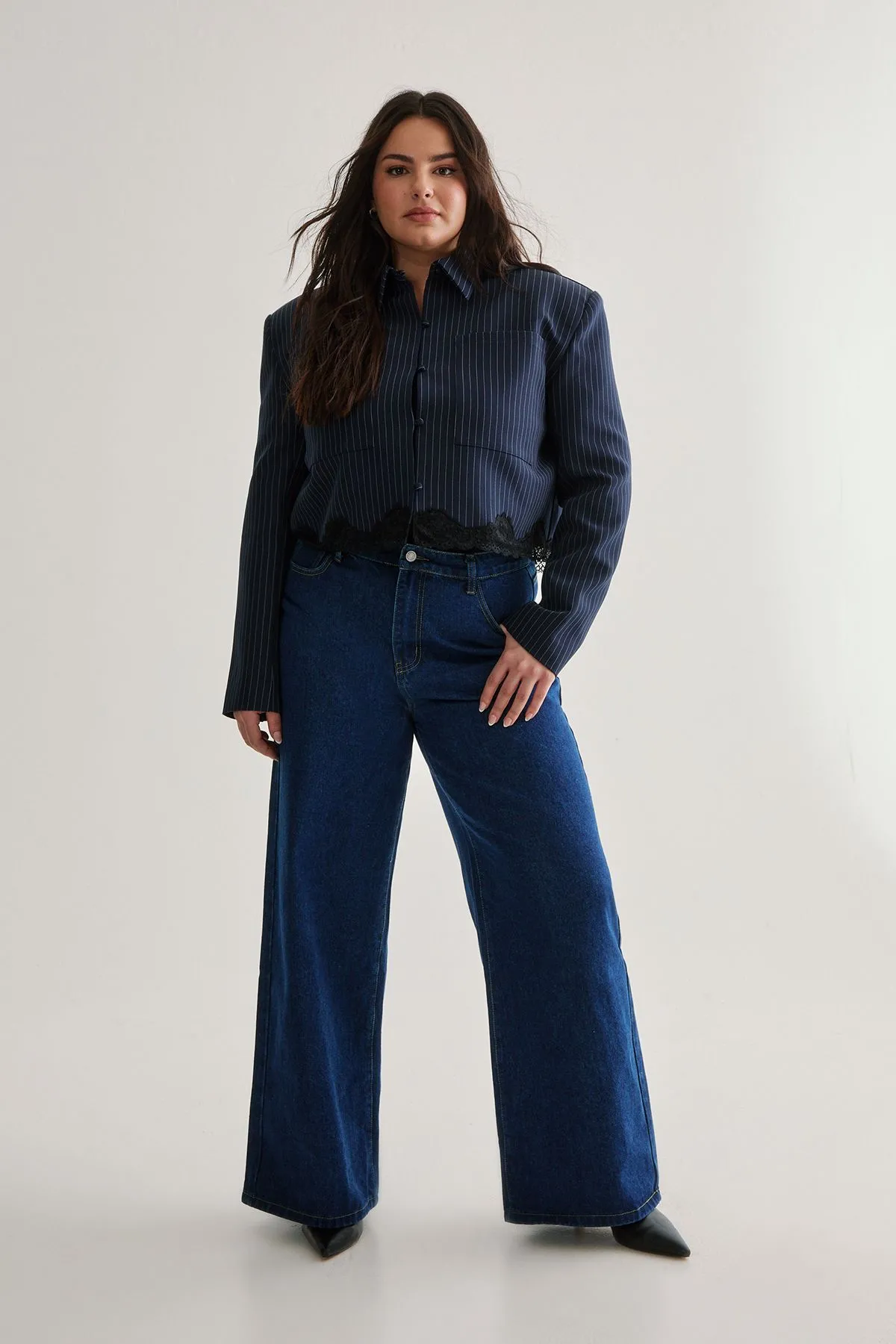 Plus Tailored Lace Hem Jacket