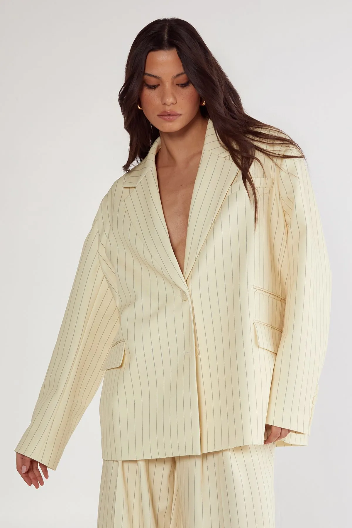 Butter Pinstripe Tailored Blazer