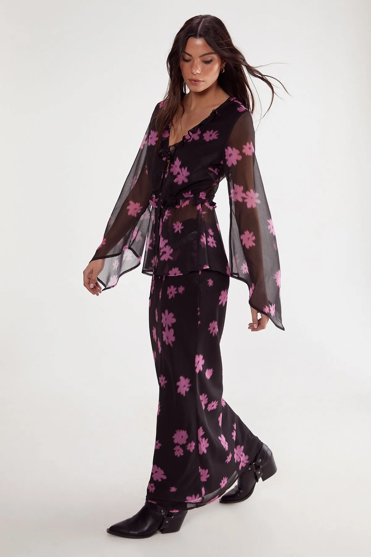 Ditsy Floral Chiffon Maxi Skirt