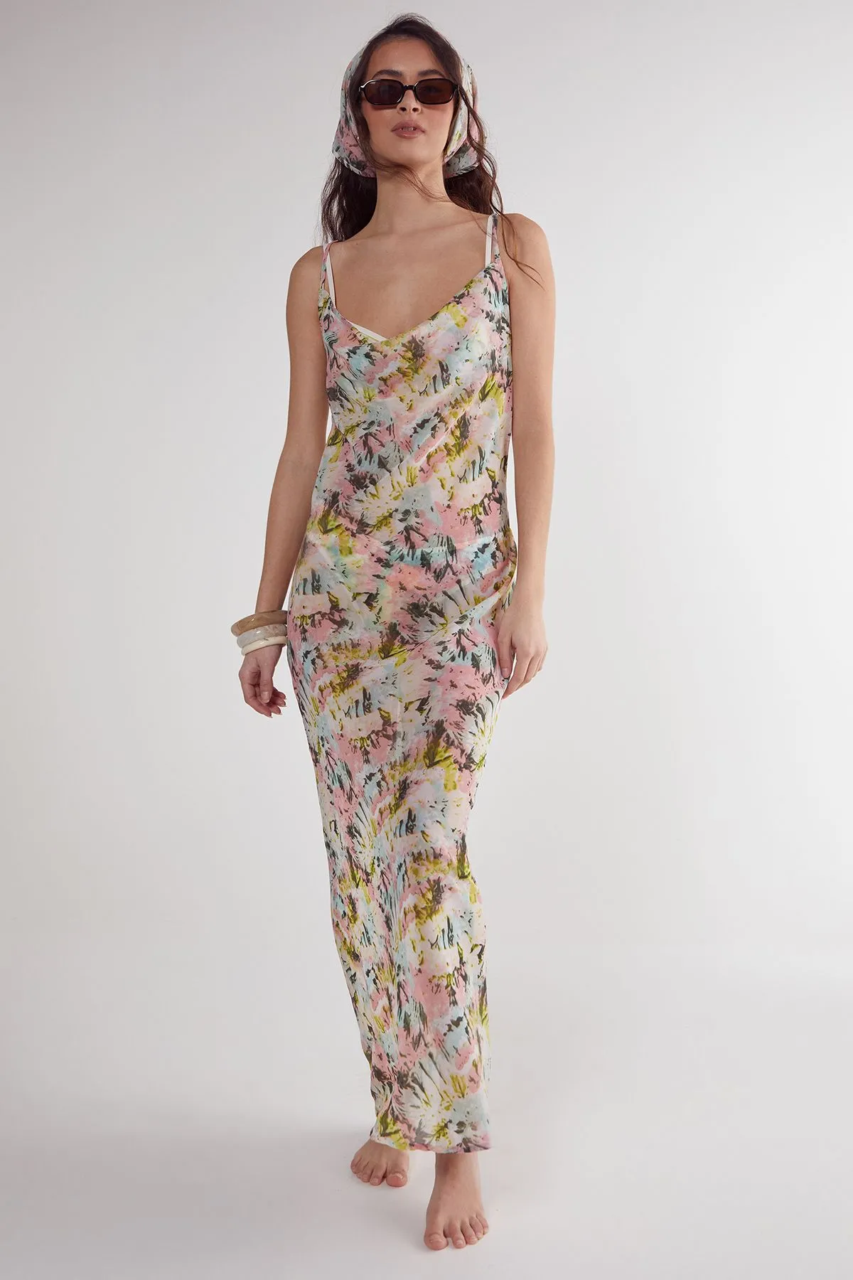 Tie Dye Cowl Neck Beach Dress and Headscarf