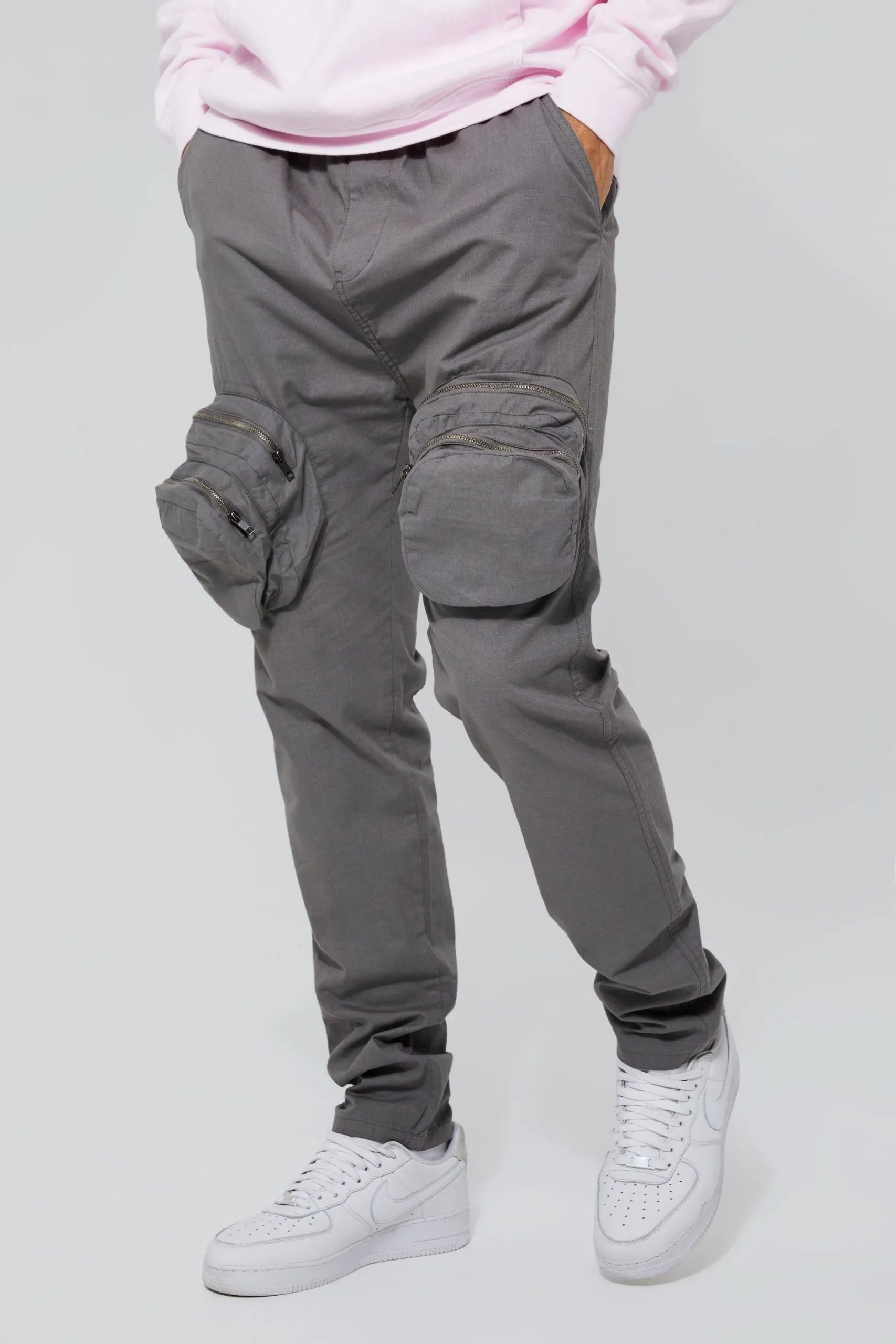Tall Slim Fit Smart 3d Zip Cargo Trouser