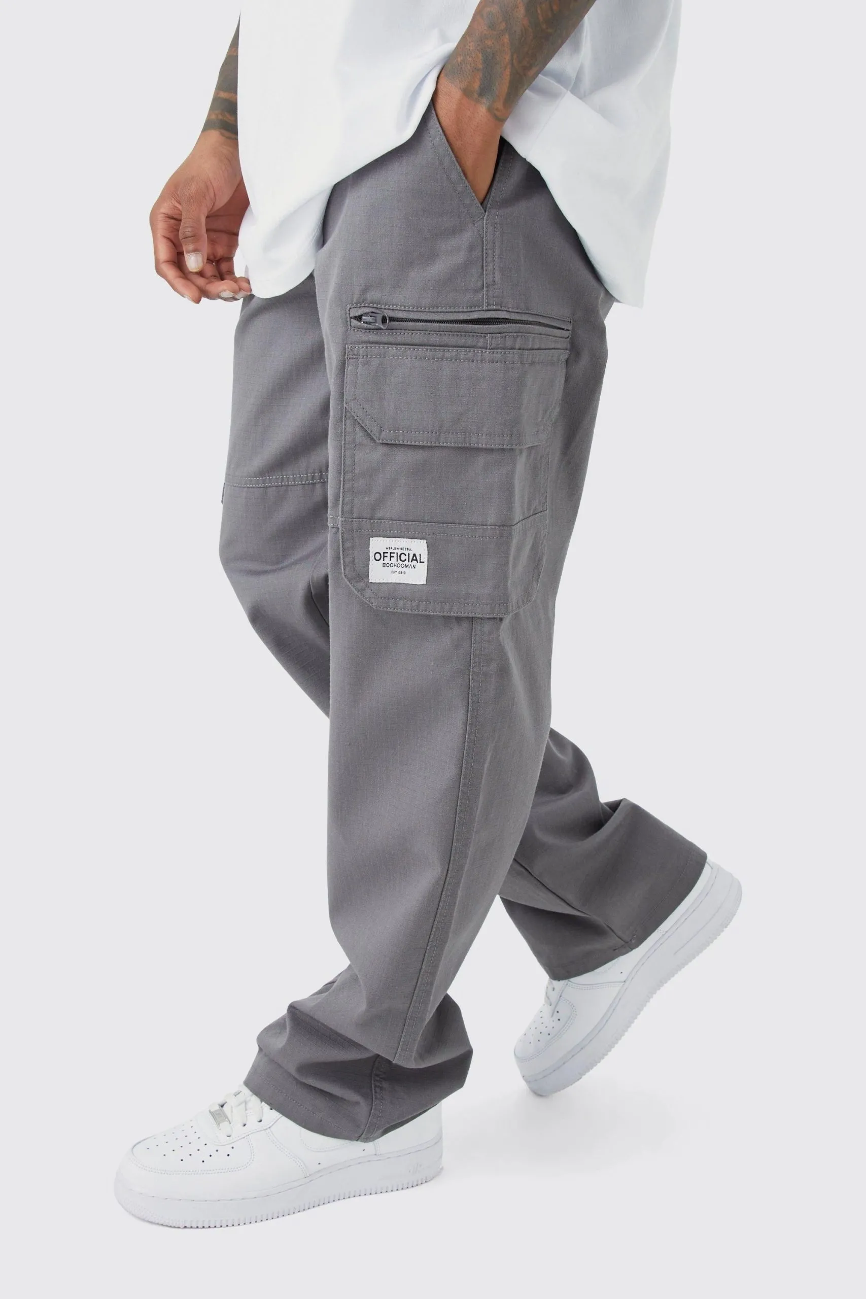 Fixed Ripstop Cargo Zip Trouser With Woven Tab