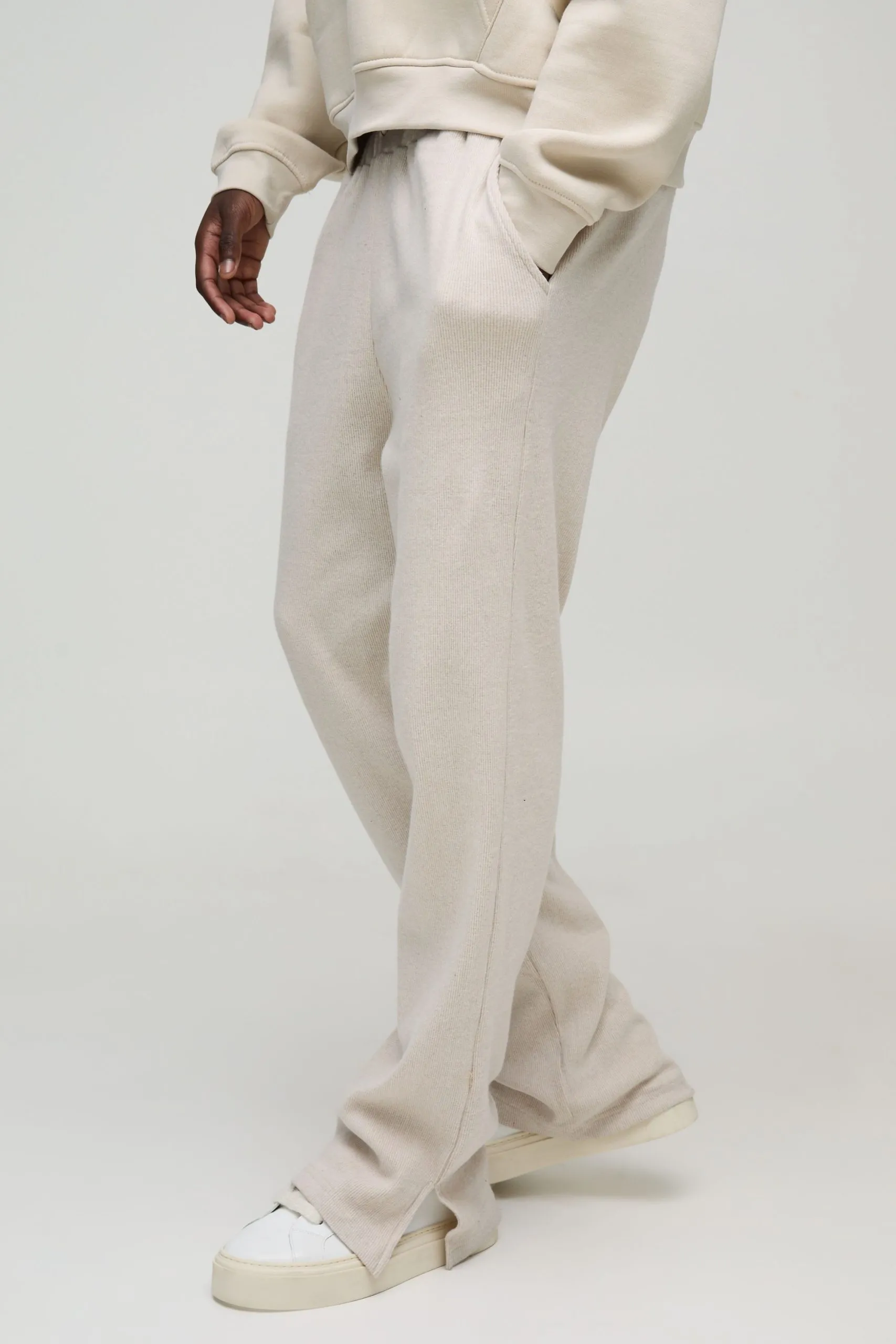 Brushed Rib Ottoman Relaxed Split Hem Jogger