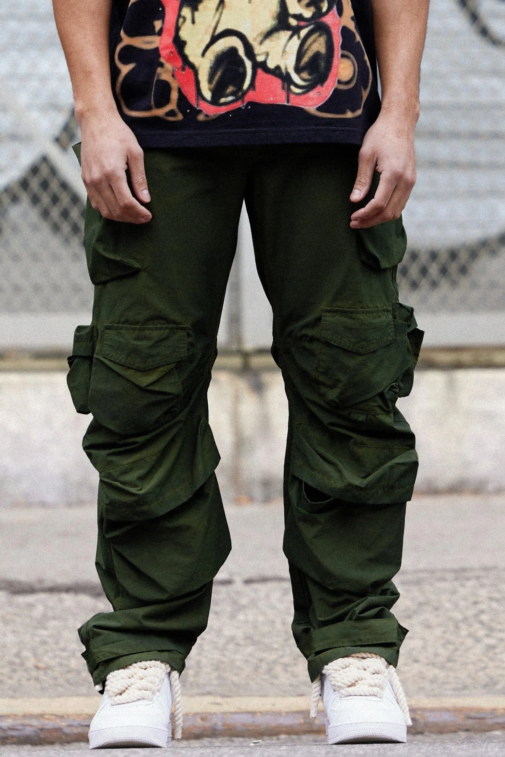 Parachute Multi Pocket Fixed Waist Trouser