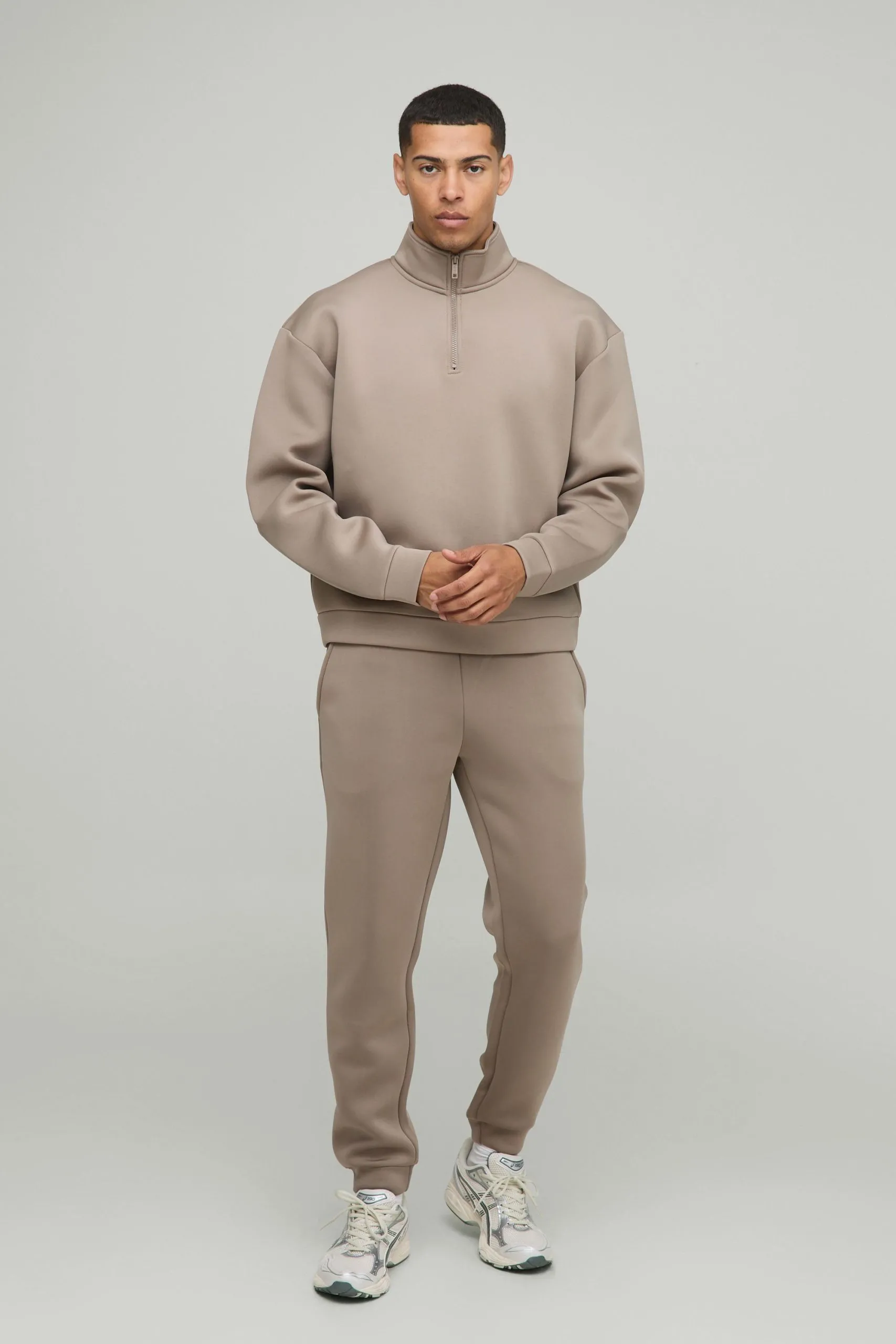 Oversized Boxy Quarter Zip Bonded Scuba Tracksuit